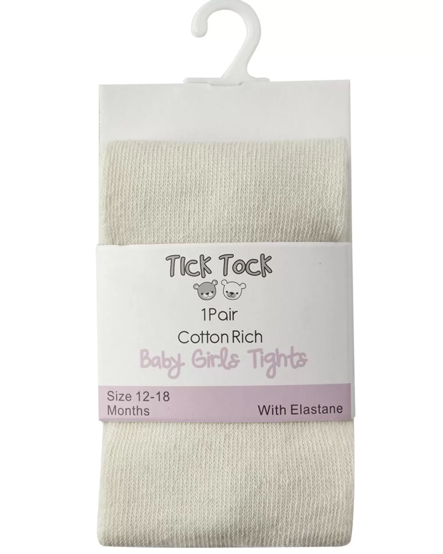 Kids Tick Tock 3 Pairs Baby Girls Tights - Cream