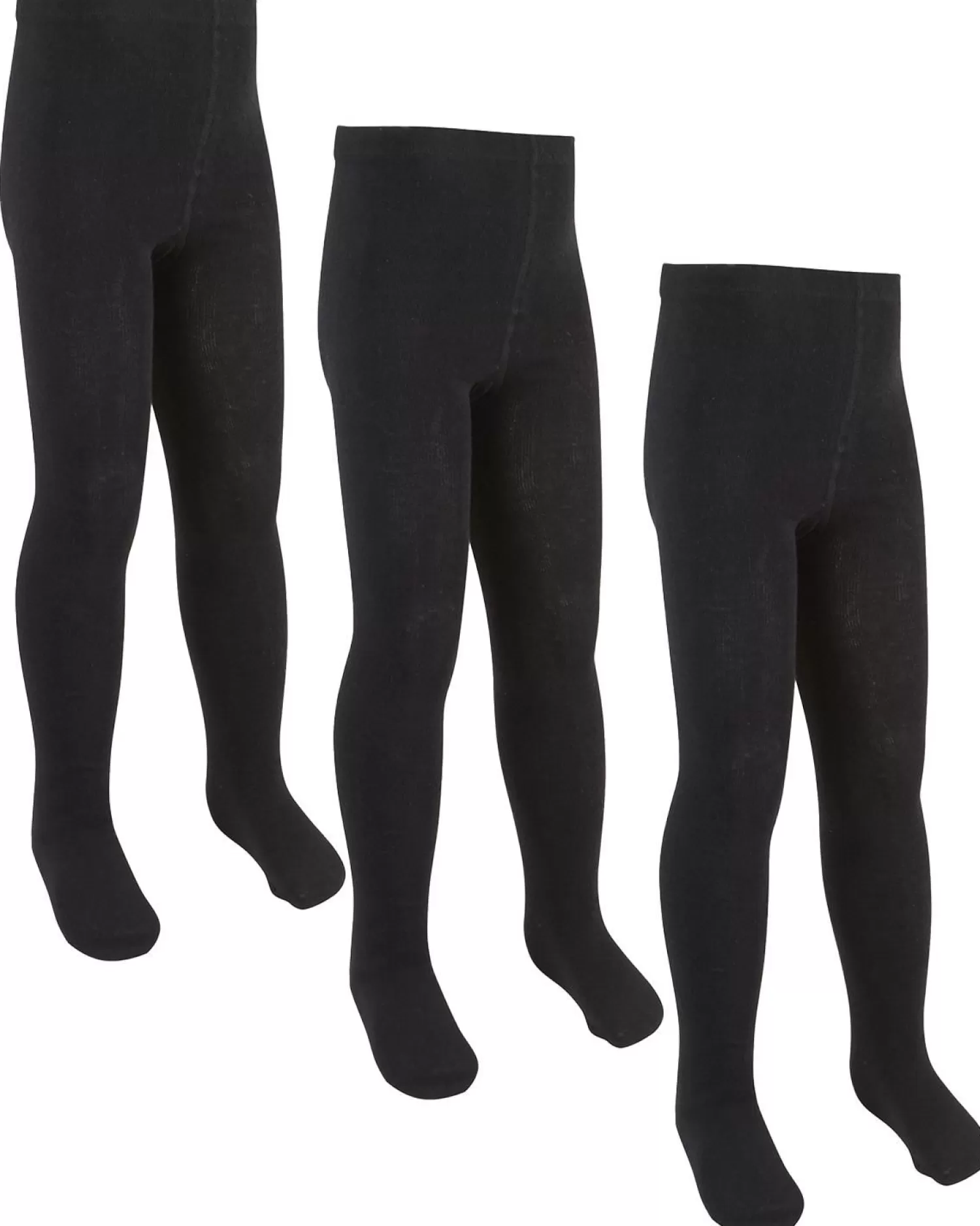 Kids * 3 Pairs Girls Cotton Rich Tights - Black