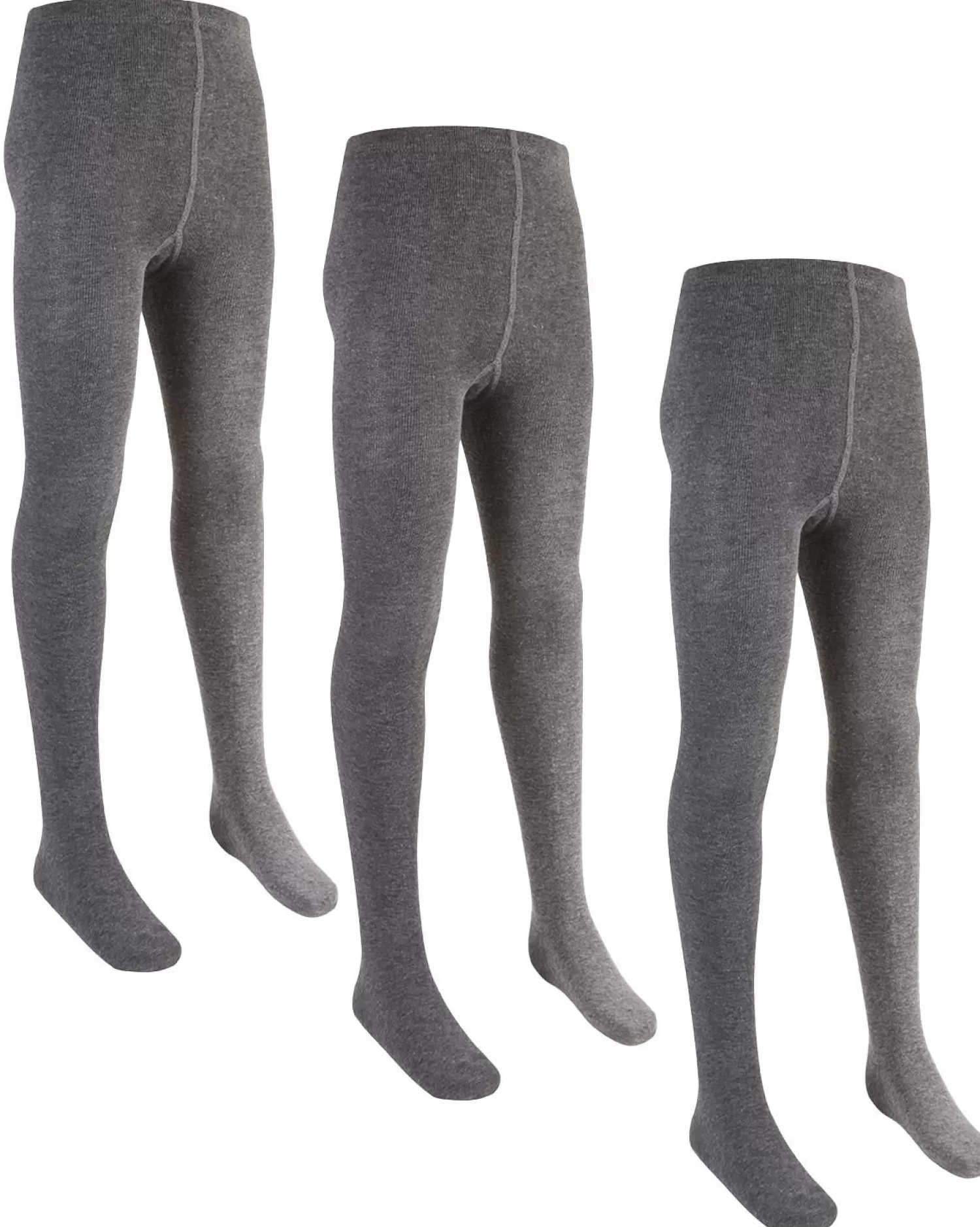 Kids * 3 Pairs Girls Cotton Rich Tights - Grey