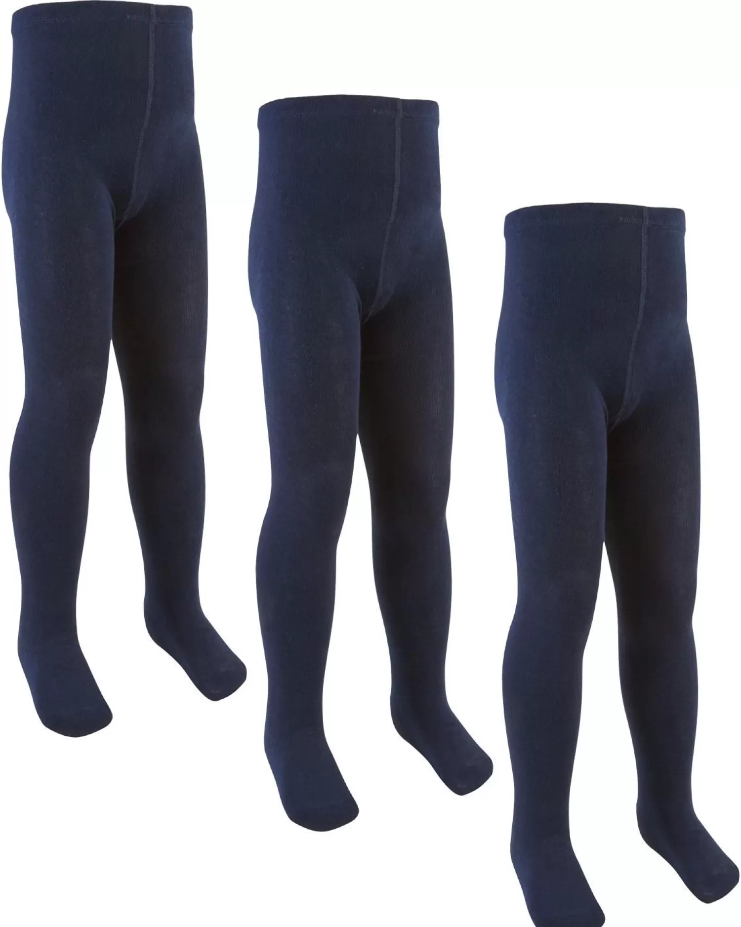 Kids * 3 Pairs Girls Cotton Rich Tights - Navy