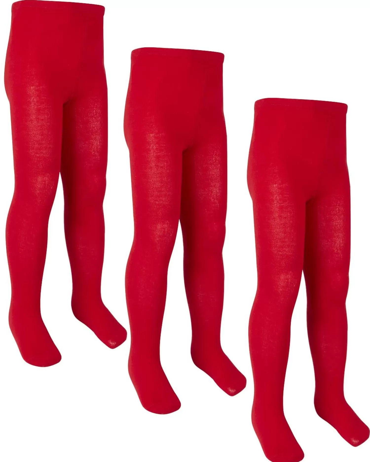 Kids * 3 Pairs Girls Cotton Rich Tights - Red