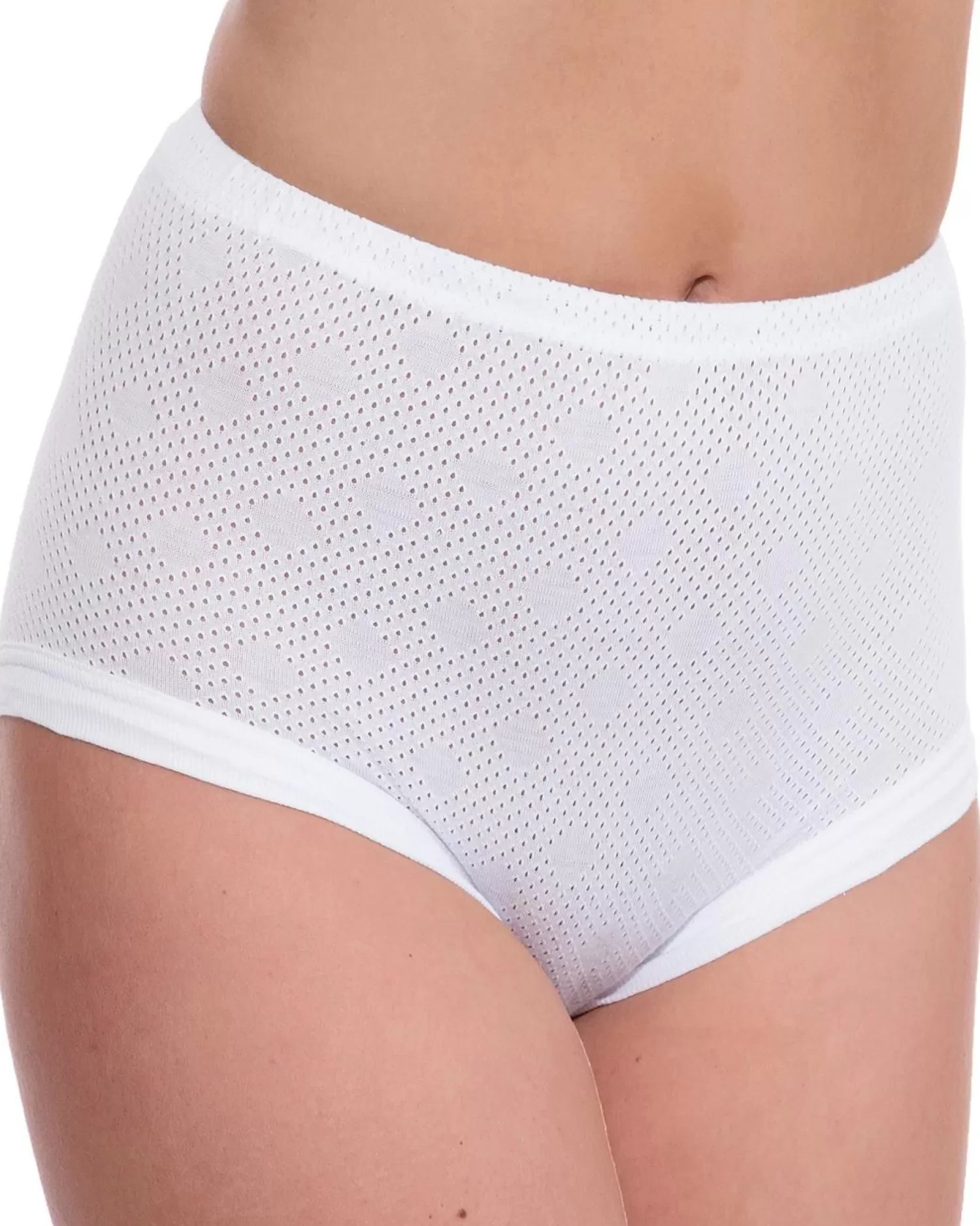 * Knickers | 3 Pairs White 100% Cotton Airtex Cuff Leg Briefs