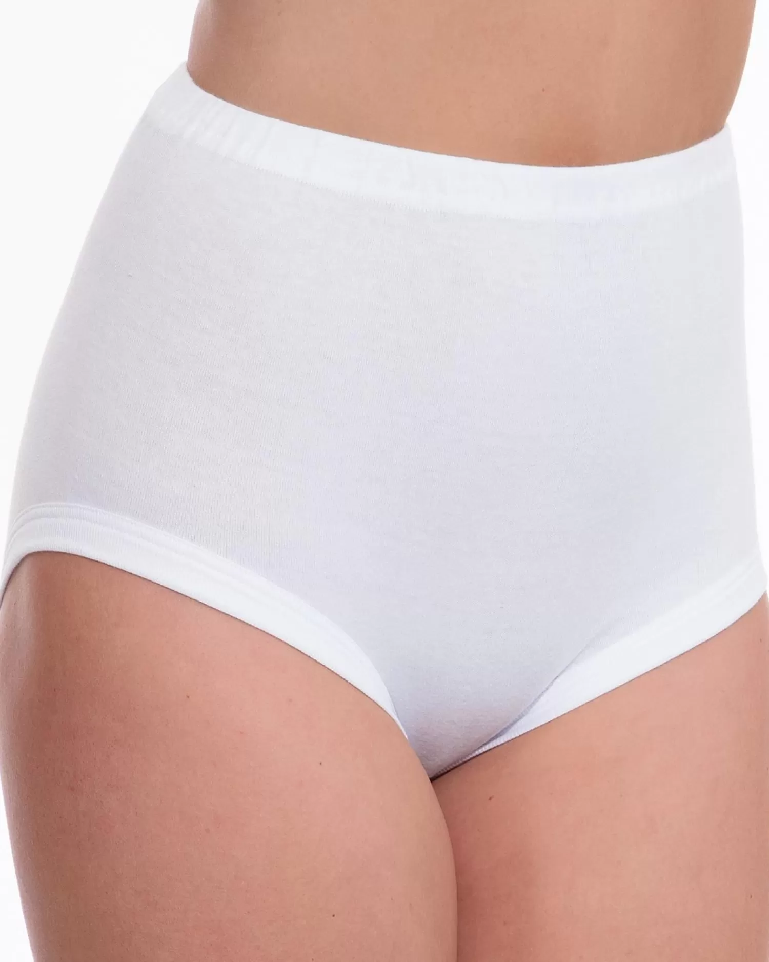 * Knickers | 3 Pairs White 100% Cotton Interlock Cuff Leg Briefs