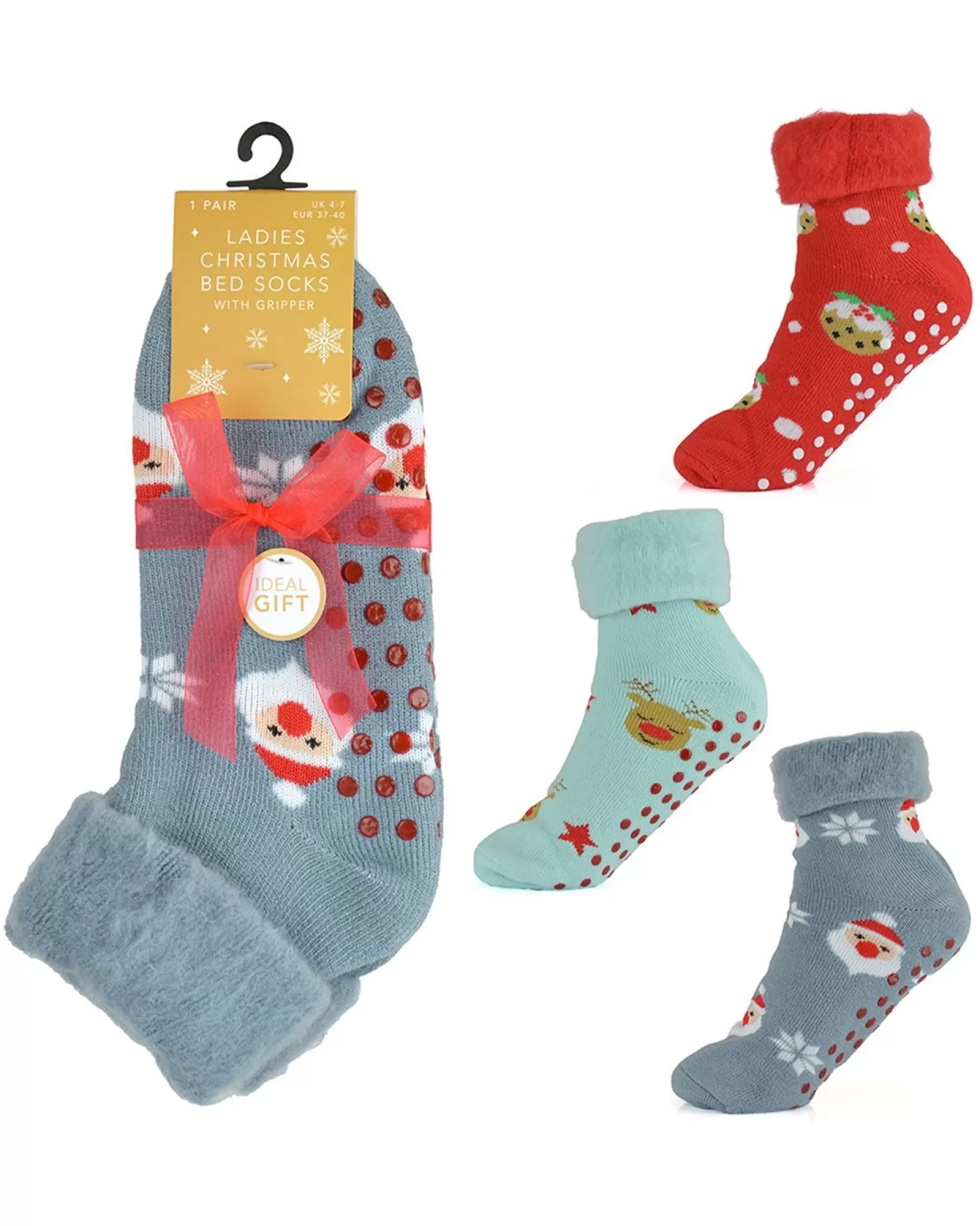 * Socks | 3 Pairs Womens Christmas Brushed Bed Socks