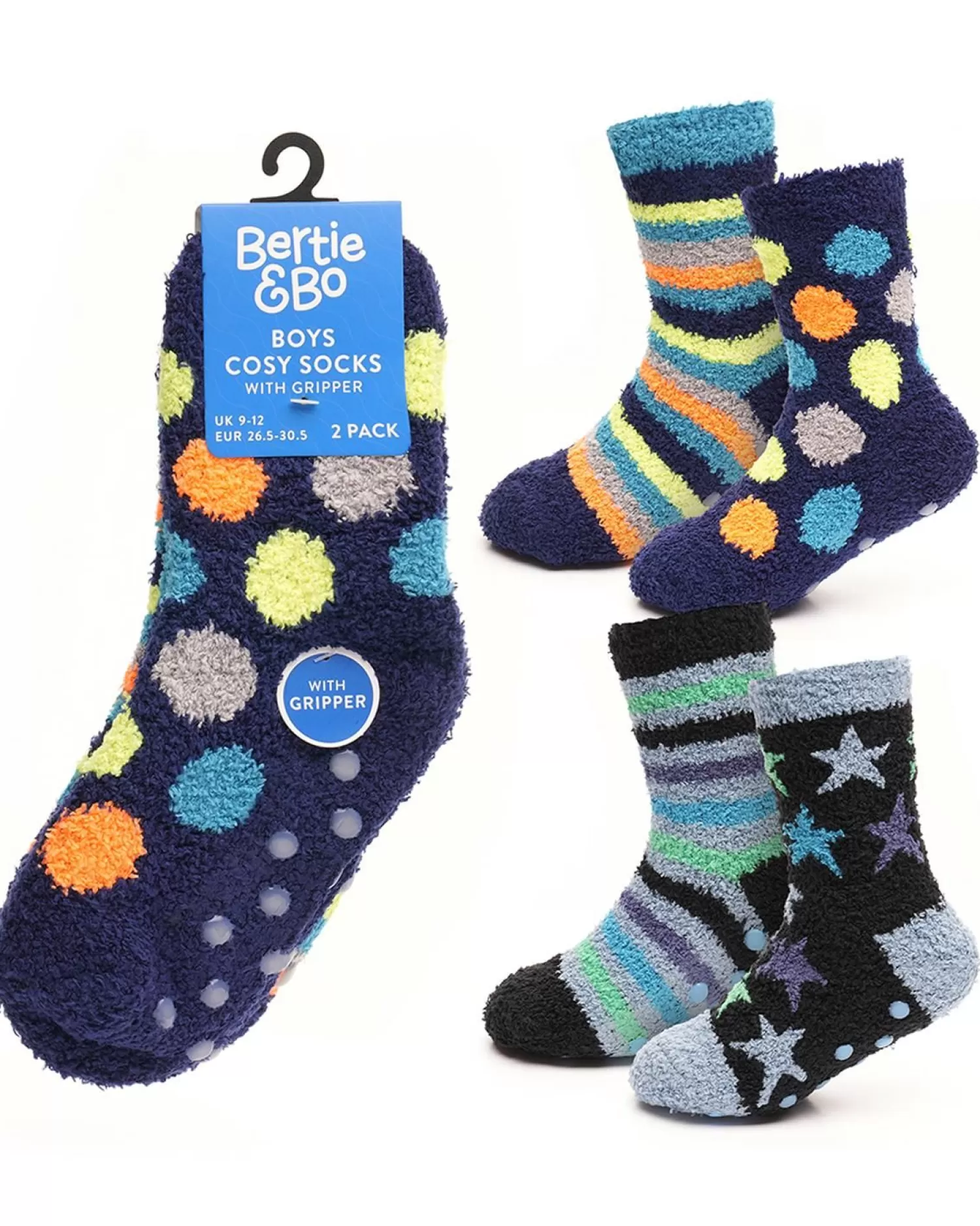 Kids Bertie & Bo 4 Pairs Boys Stars & Stripes Cosy Socks