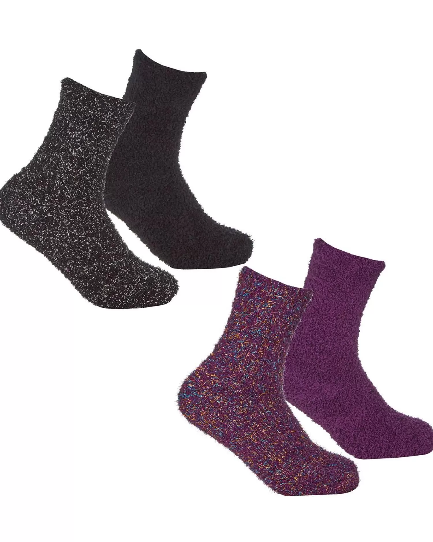 Kids * 4 Pairs Girls Fluffy Glitter Socks