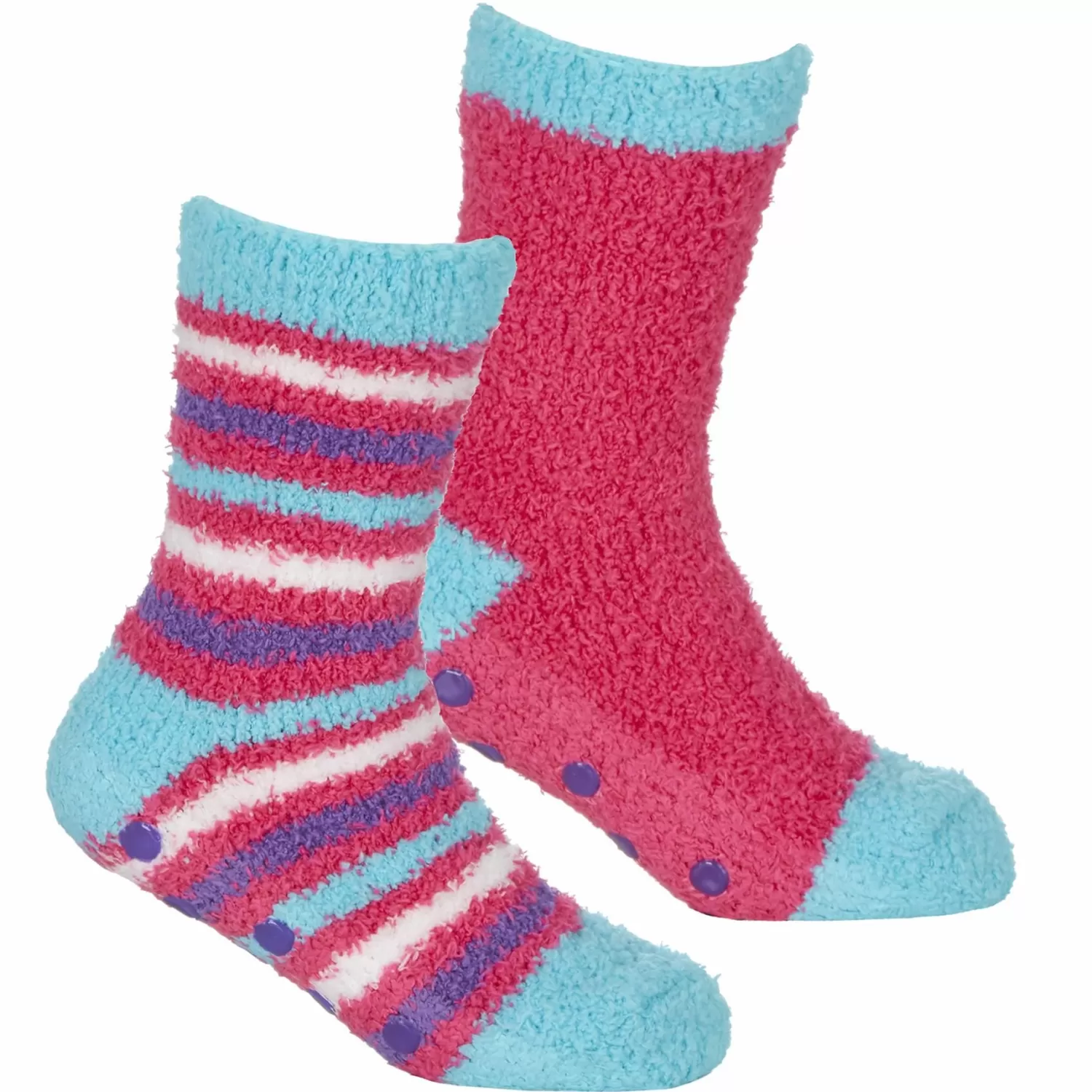 Kids * 4 Pairs Girls Fluffy Pink Stripe Socks