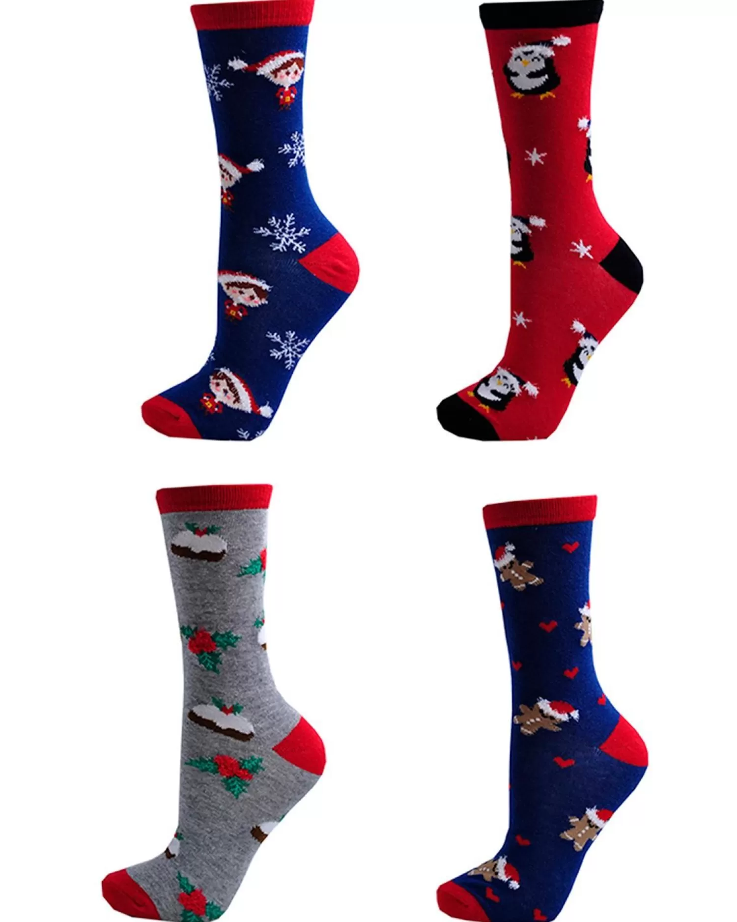 * Socks | 4 Pairs Womens Cotton Rich Christmas Socks