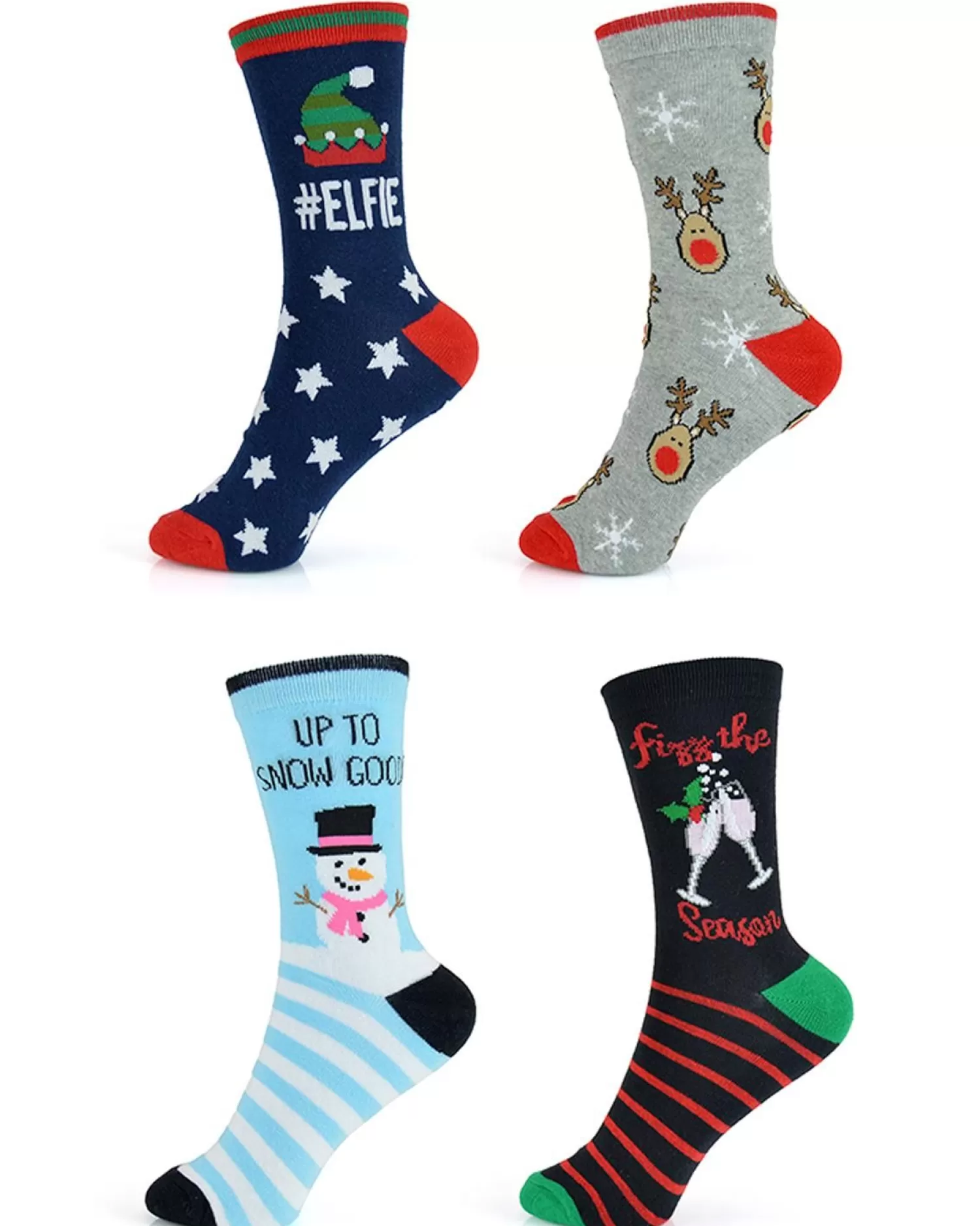 * Socks | 4 Pairs Womens Cotton Rich Festive Christmas Socks