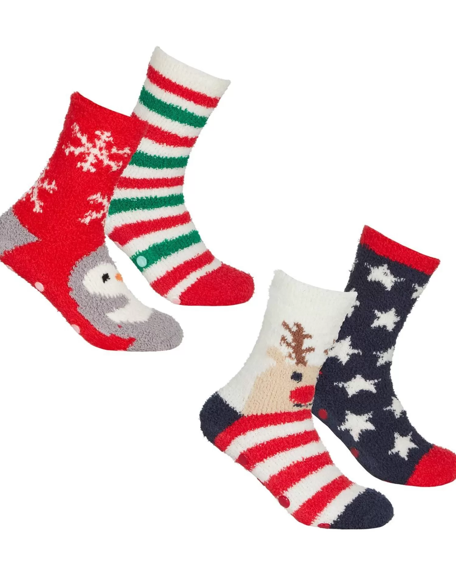 * Socks | 4 Pairs Womens Fluffy Christmas Socks