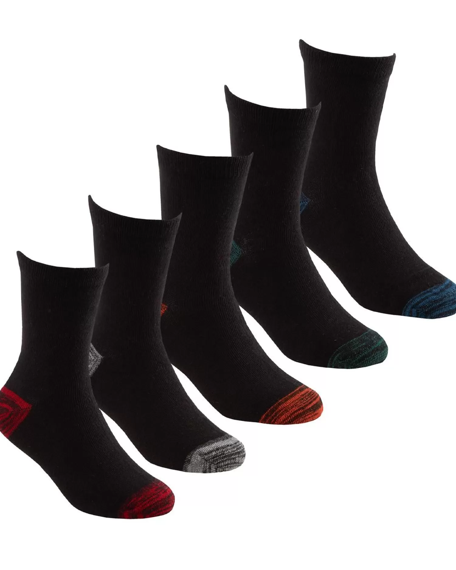 Kids * 5 Pairs Boys Marl Heel & Toe Socks - Dark Mix