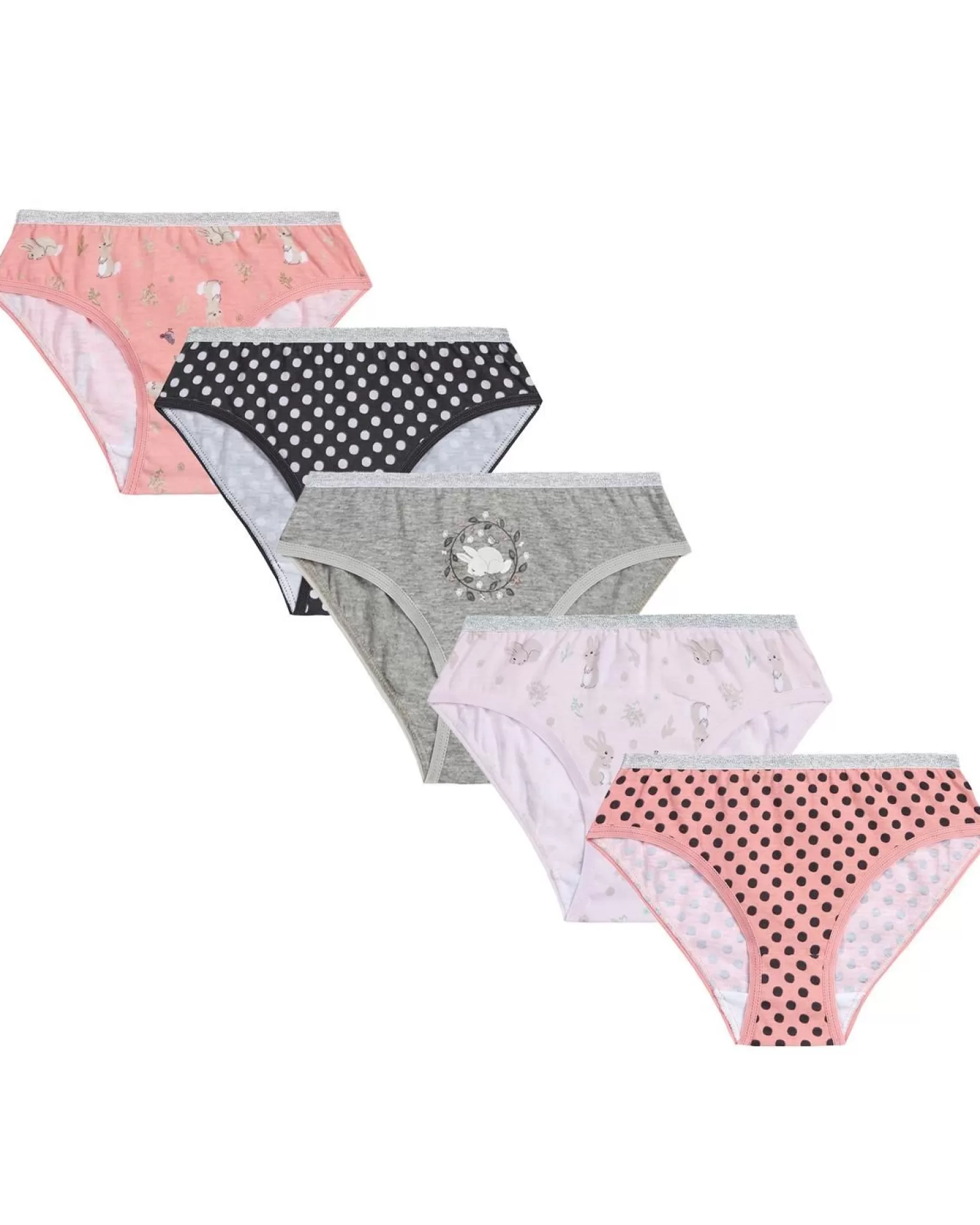 Kids 4Kidz 5 Pairs Girls Bunny Cotton Knickers