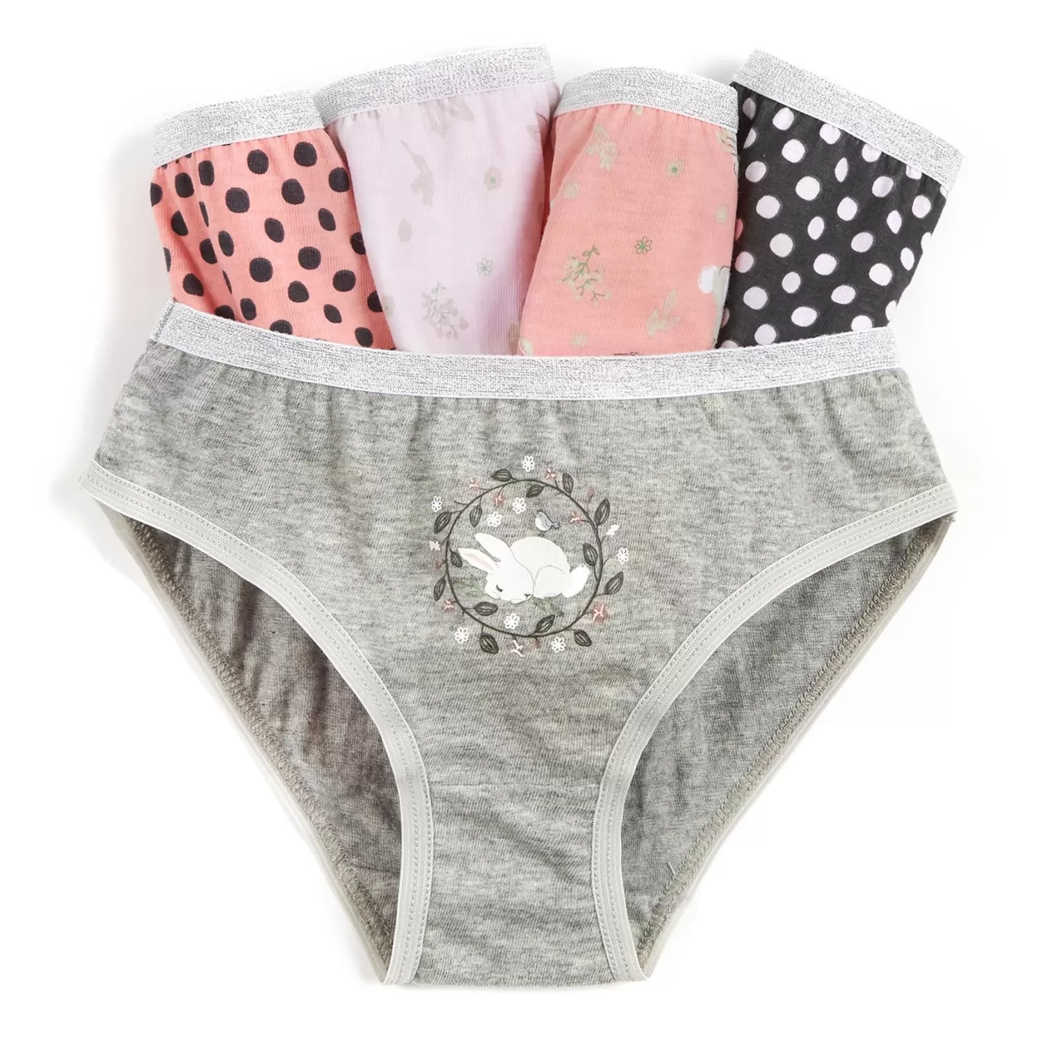 Kids 4Kidz 5 Pairs Girls Bunny Cotton Knickers