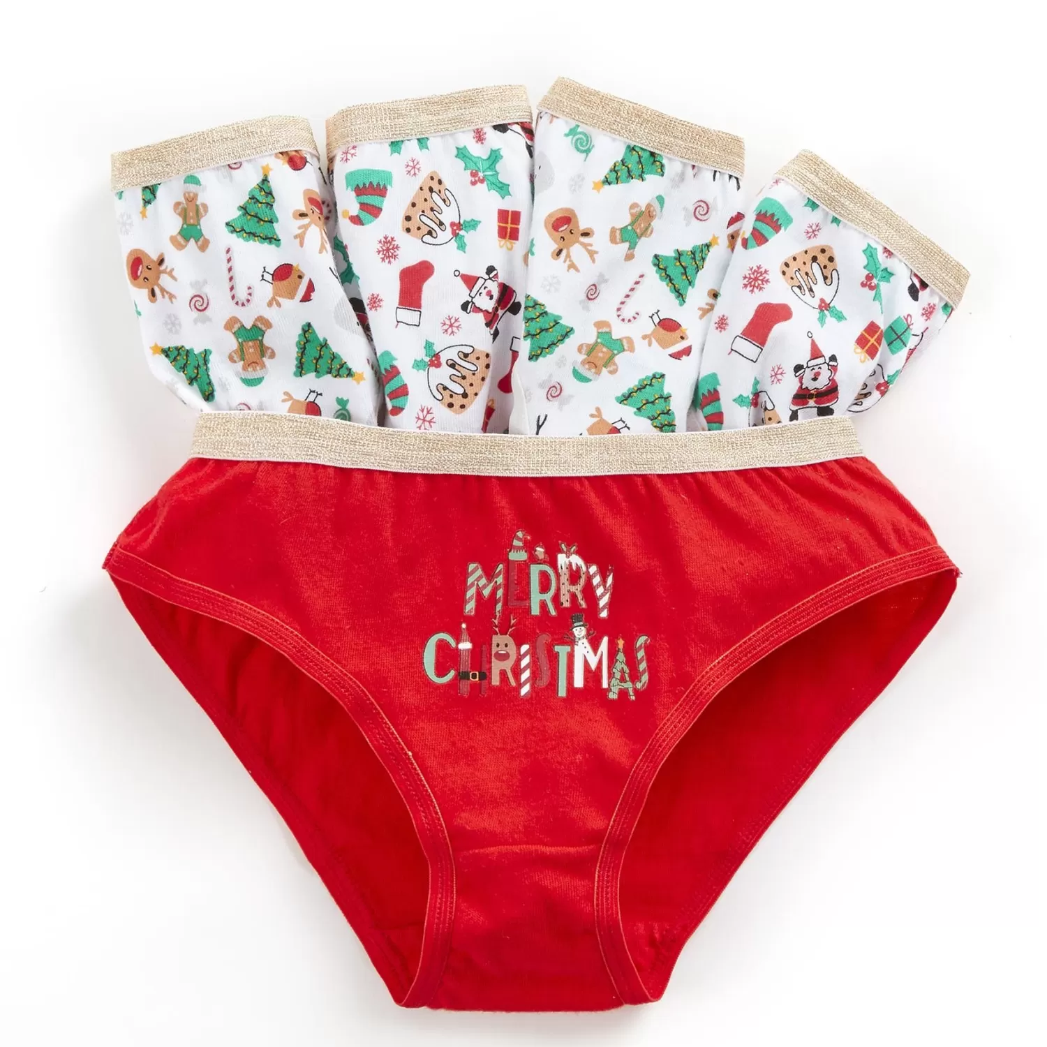 Kids 4Kidz 5 Pairs Girls Christmas Cotton Knickers