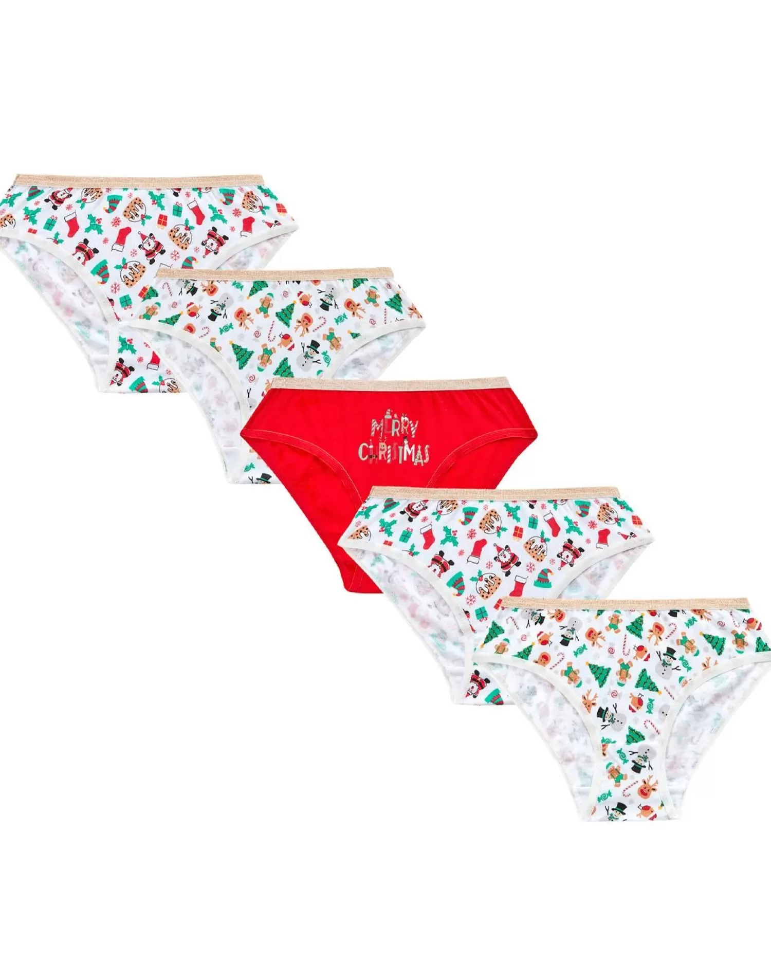 Kids 4Kidz 5 Pairs Girls Christmas Cotton Knickers