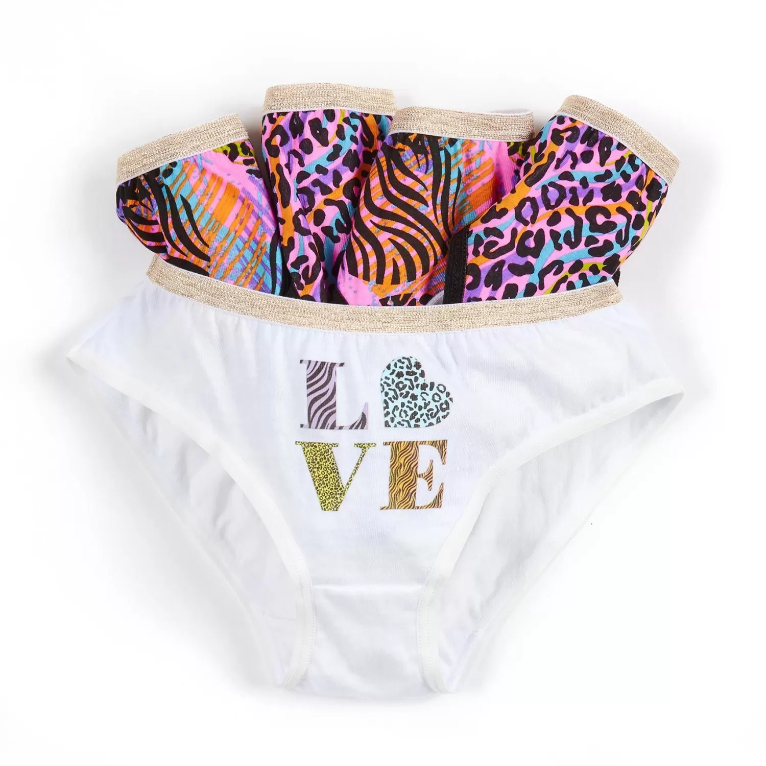 Kids 4Kidz 5 Pairs Girls Dark Leopard Cotton Knickers