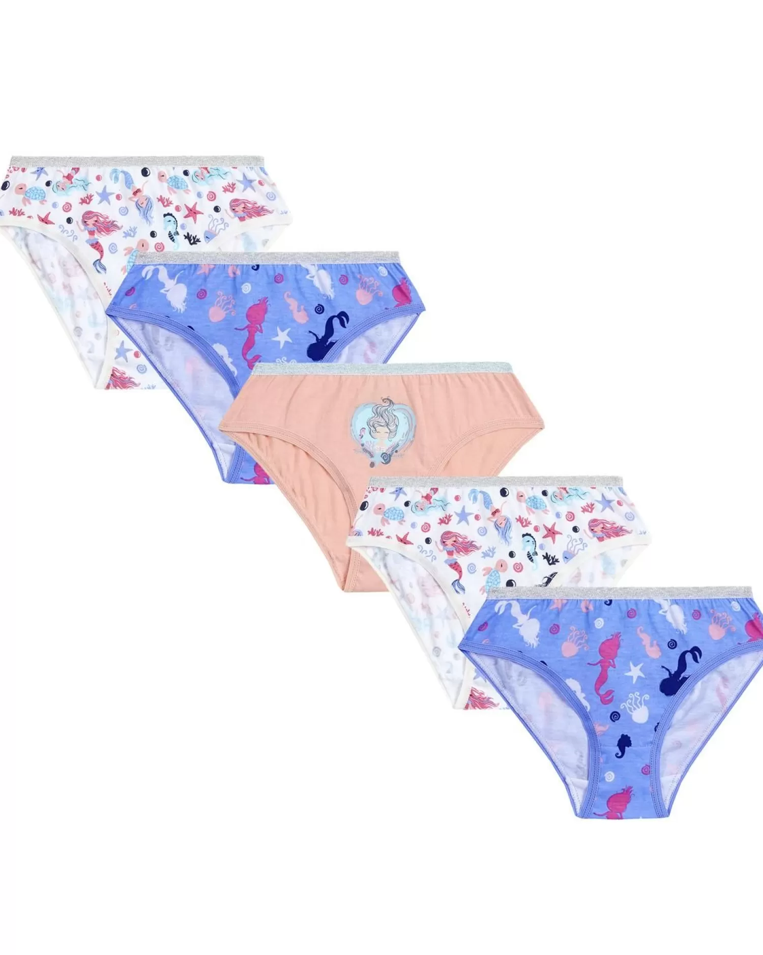 Kids 4Kidz 5 Pairs Girls Mermaid Cotton Knickers