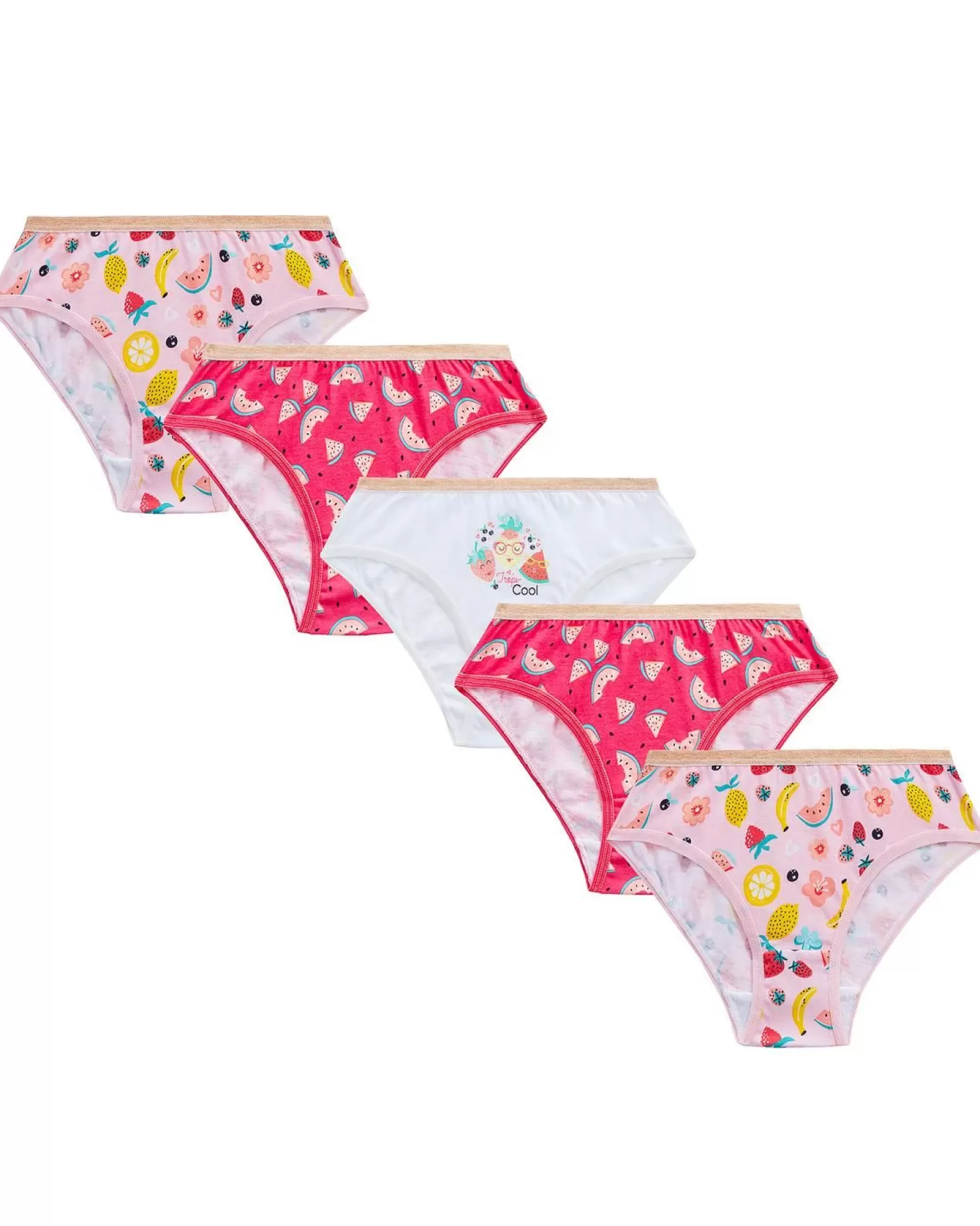 Kids 4Kidz 5 Pairs Girls Pink Fruit Cotton Knickers