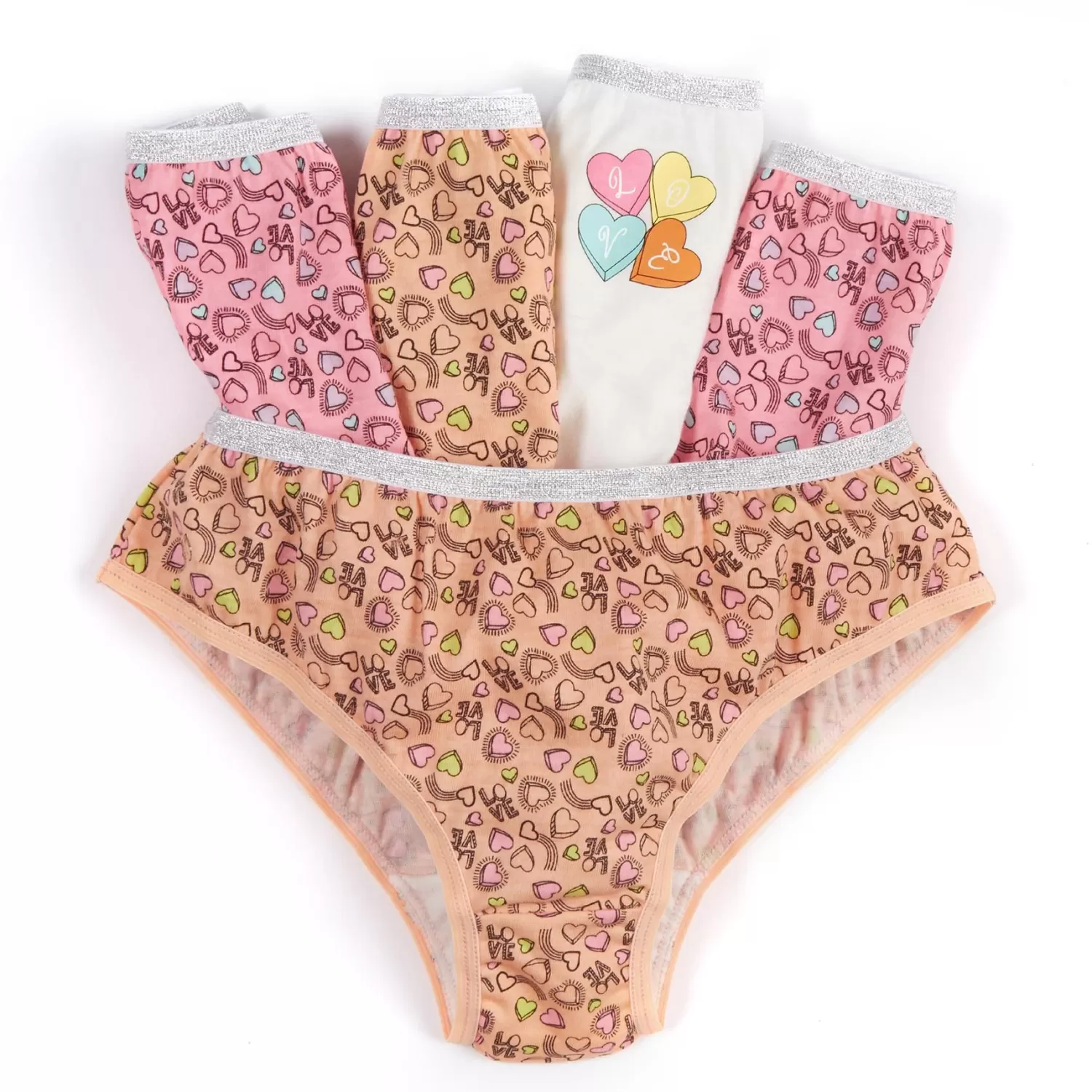 Kids 4Kidz 5 Pairs Girls Pink Heart Cotton Knickers