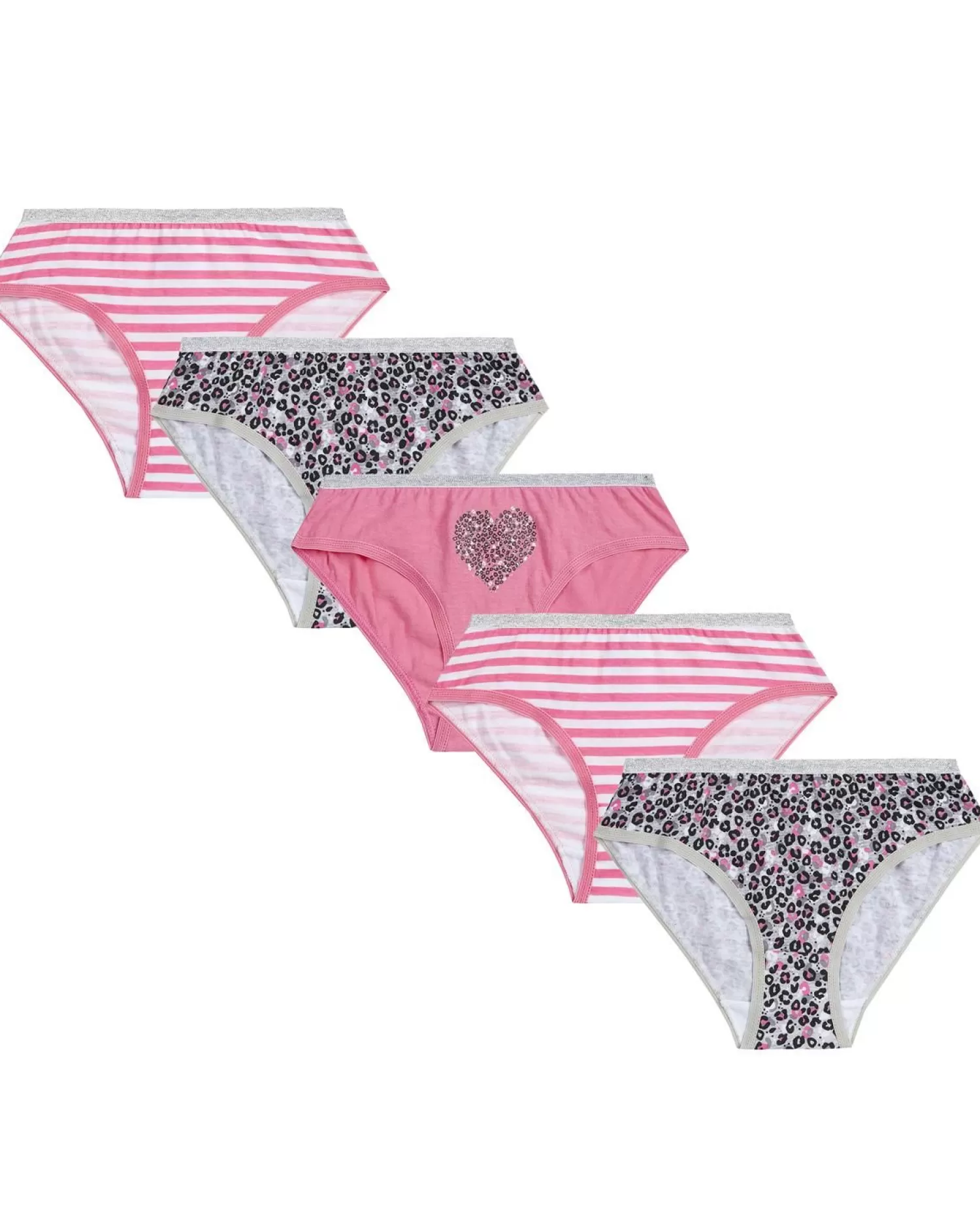 Kids 4Kidz 5 Pairs Girls Pink Leopard Cotton Knickers