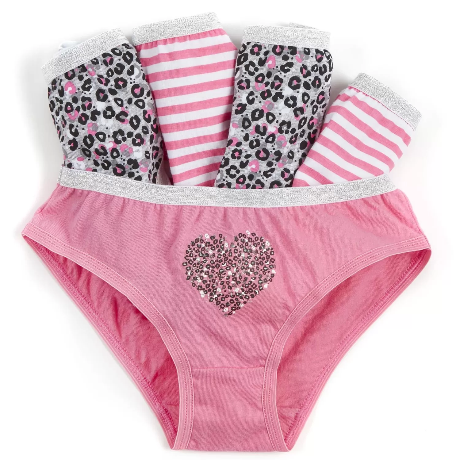 Kids 4Kidz 5 Pairs Girls Pink Leopard Cotton Knickers