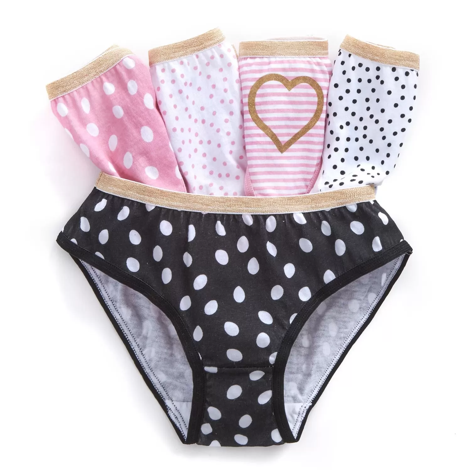 Kids 4Kidz 5 Pairs Girls Polka Dot Cotton Knickers