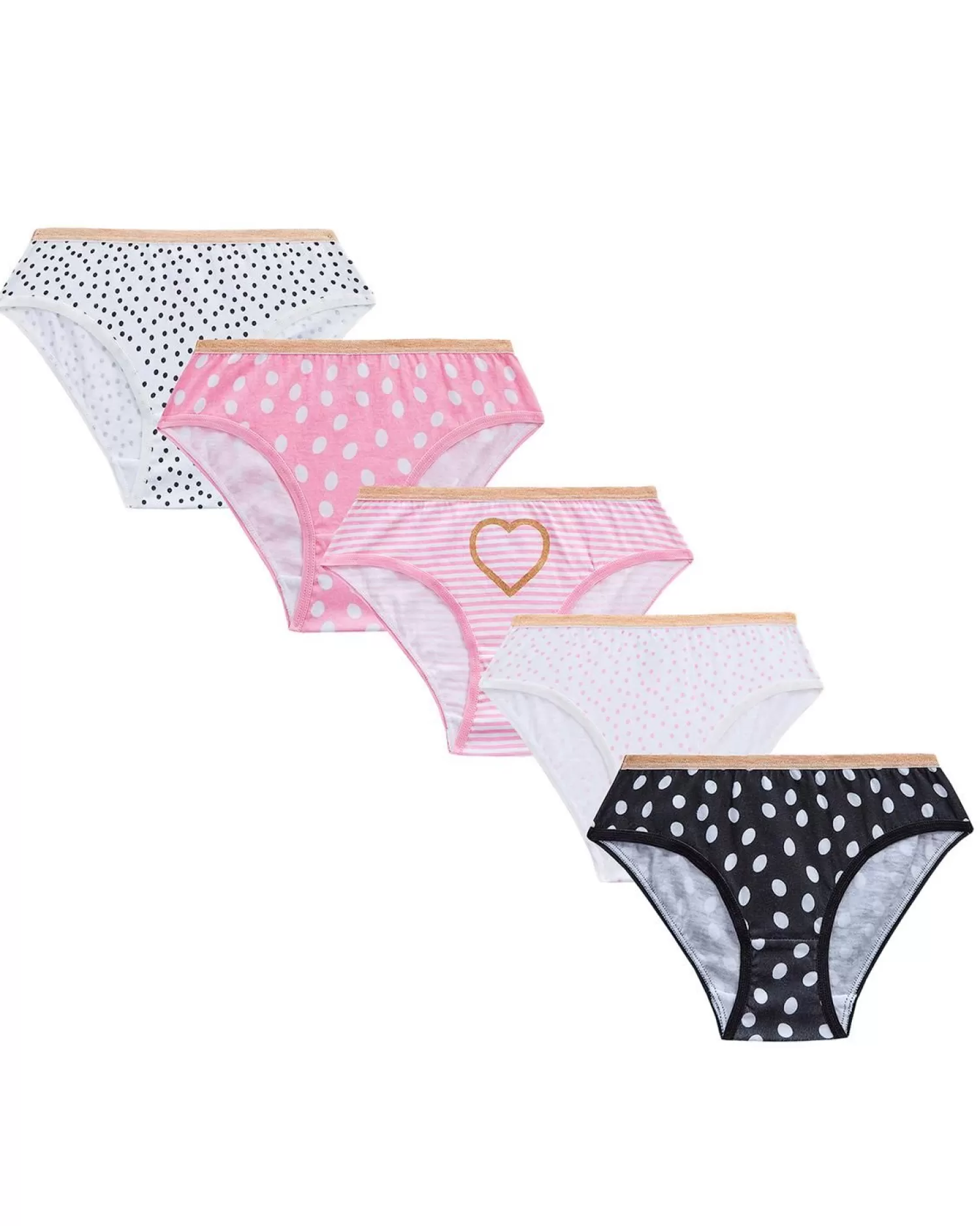 Kids 4Kidz 5 Pairs Girls Polka Dot Cotton Knickers