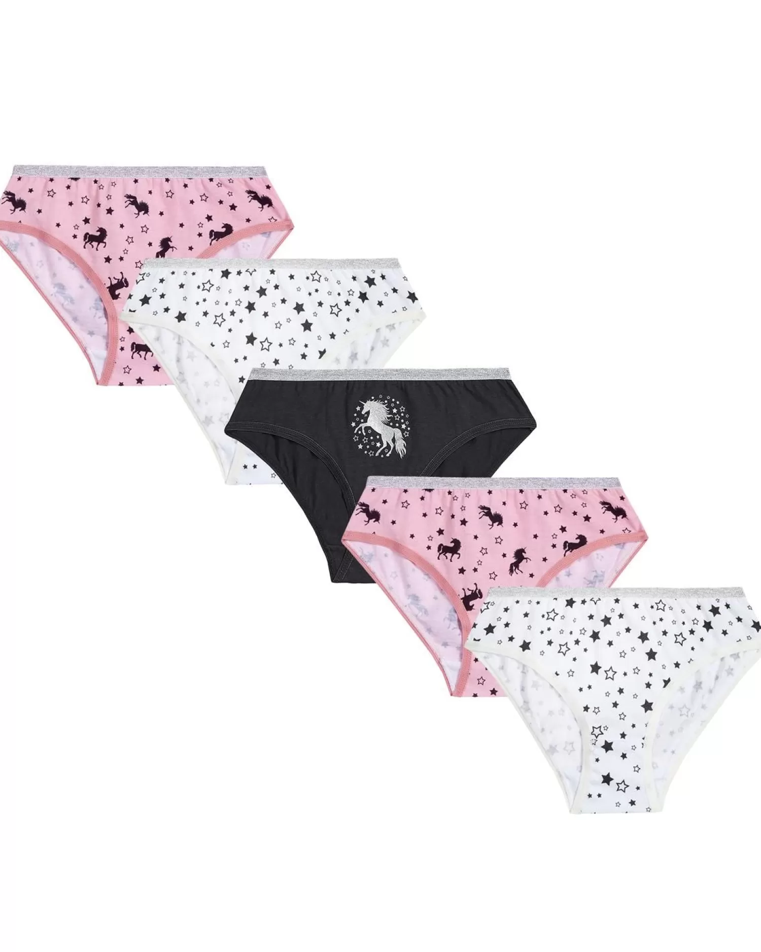 Kids 4Kidz 5 Pairs Girls Starry Unicorn Cotton Knickers
