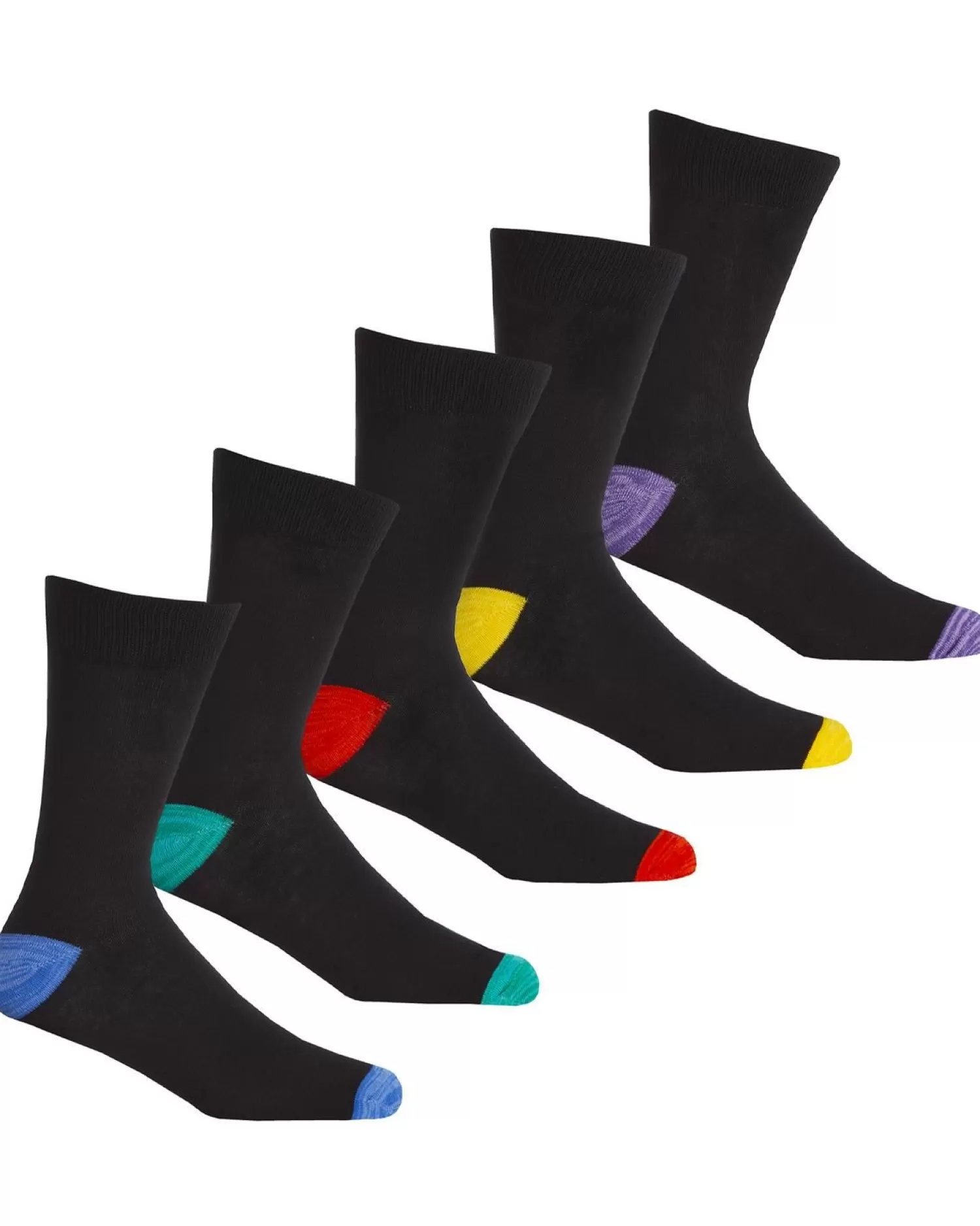 Men Pierre Roche 5 Pairs Mens Marl Heel & Toe Socks - Bright Mix