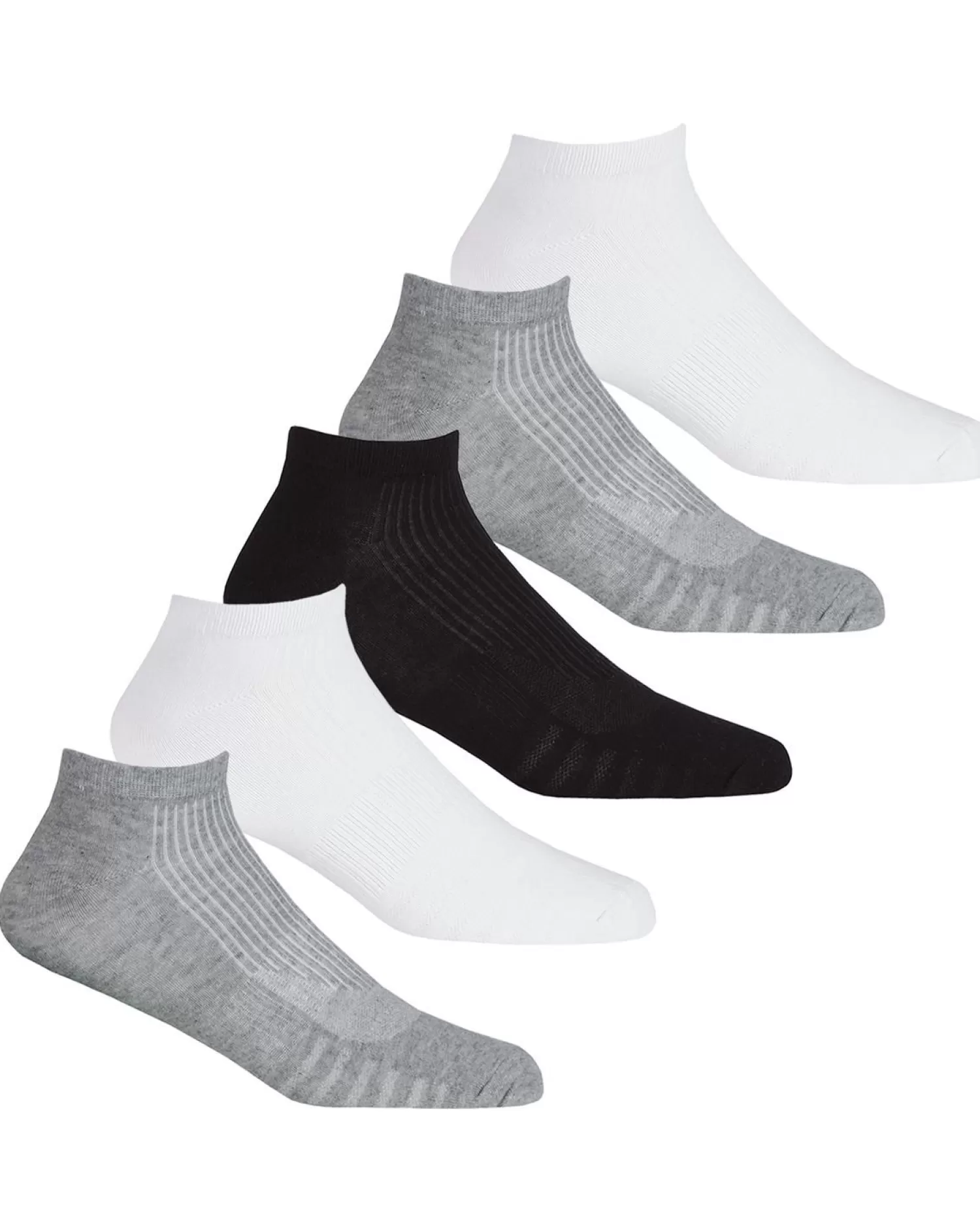 Men * 5 Pairs Mens Sport Trainer Socks - Grey/White/Black