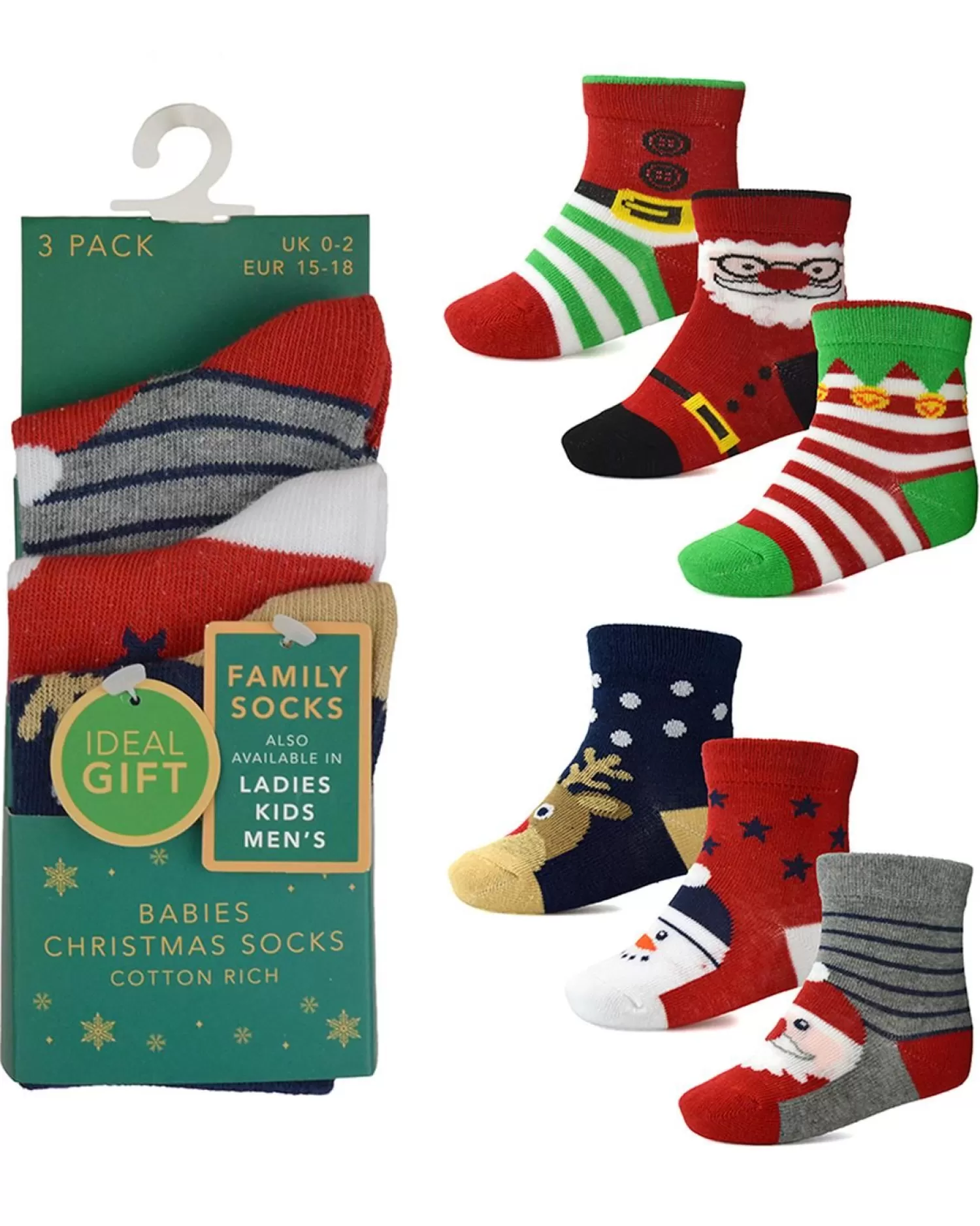 Kids * 6 Pairs Babies Cotton Rich Christmas Socks