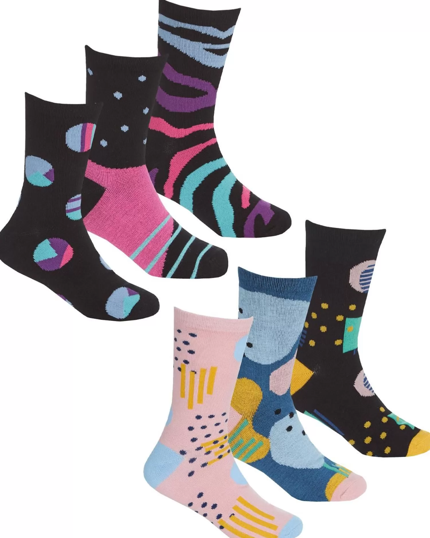 Kids PandaStick 6 Pairs Kids Bamboo Abstract Mix Socks