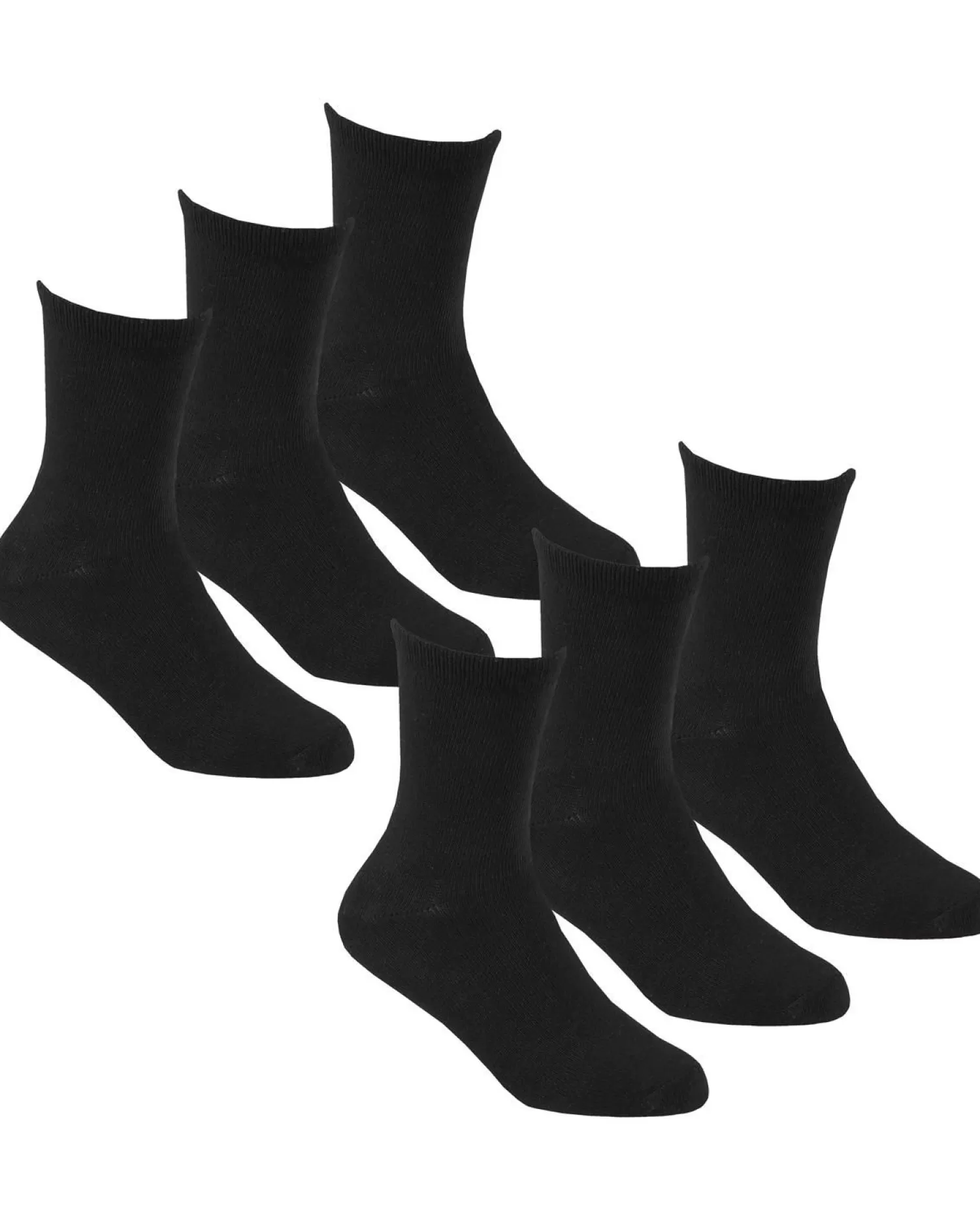 Kids * 6 Pairs Kids Bamboo Ankle Socks - Black