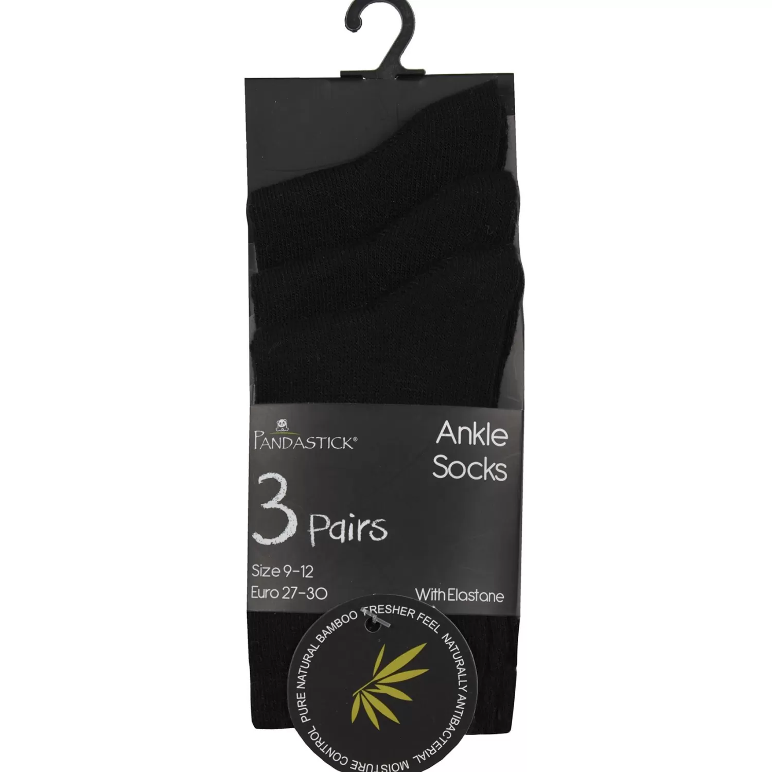 Kids * 6 Pairs Kids Bamboo Ankle Socks - Black