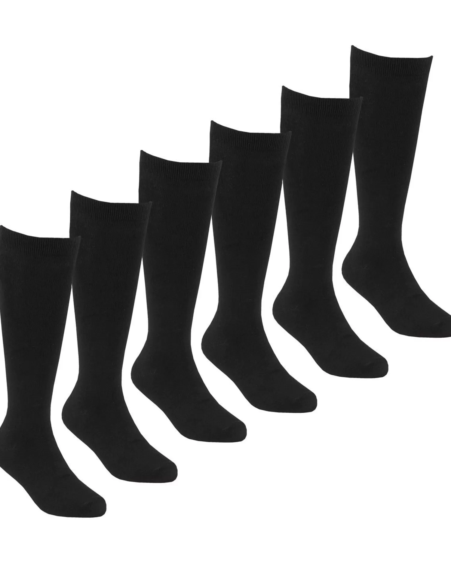 Kids * 6 Pairs Kids Bamboo Knee High Socks - Black