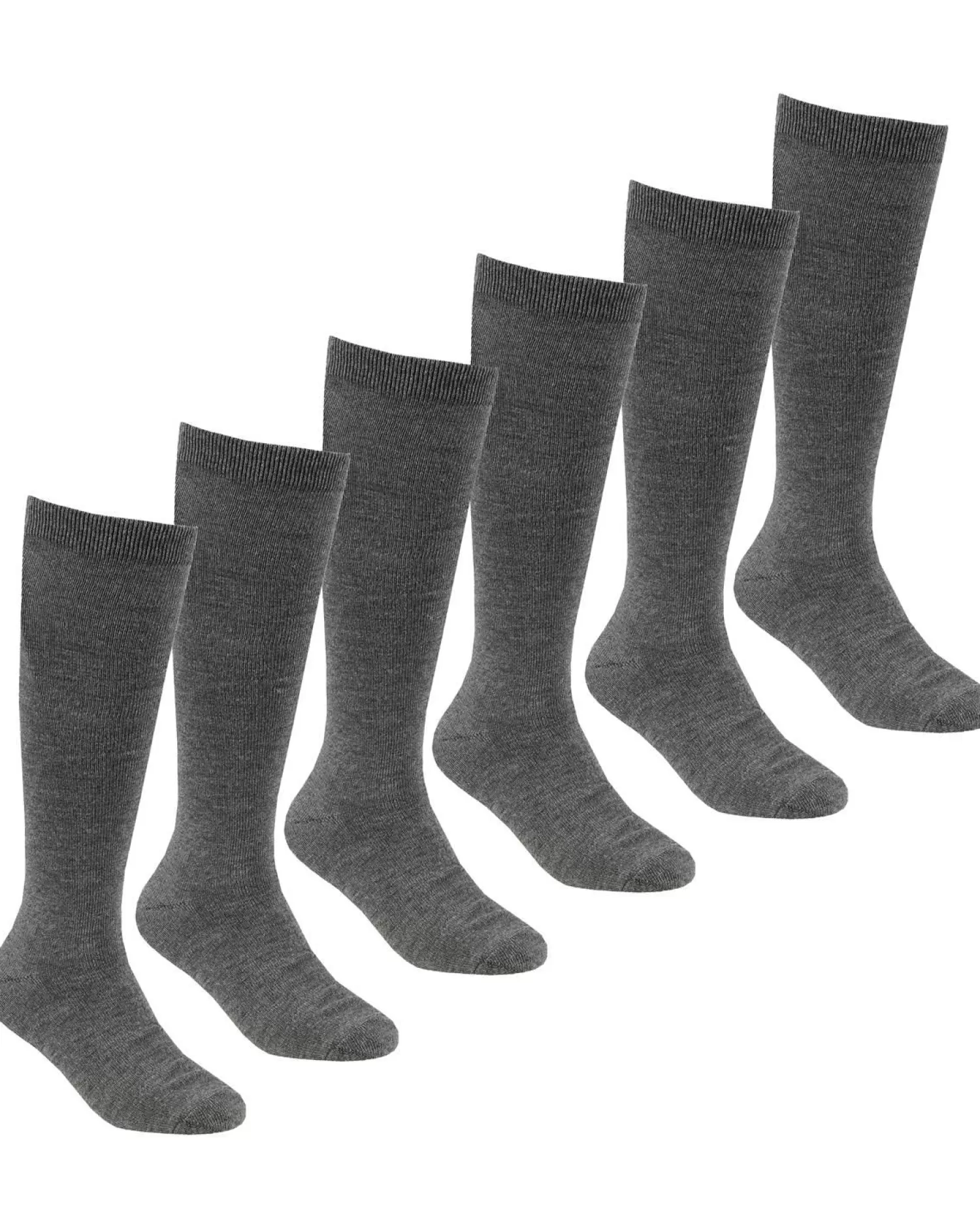 Kids * 6 Pairs Kids Bamboo Knee High Socks - Grey