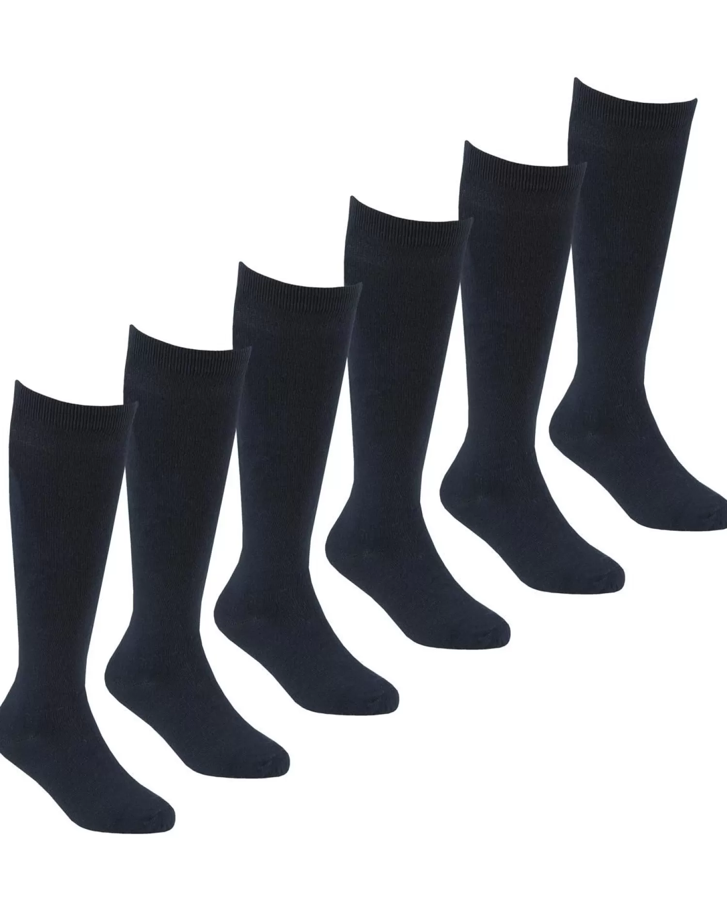 Kids * 6 Pairs Kids Bamboo Knee High Socks - Navy