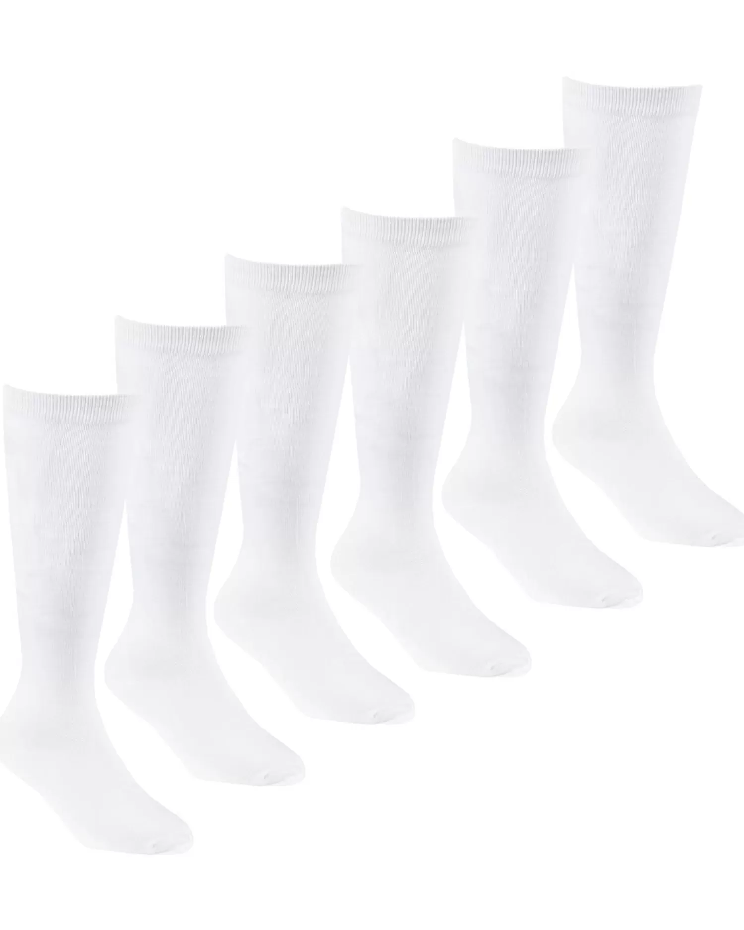 Kids * 6 Pairs Kids Bamboo Knee High Socks - White