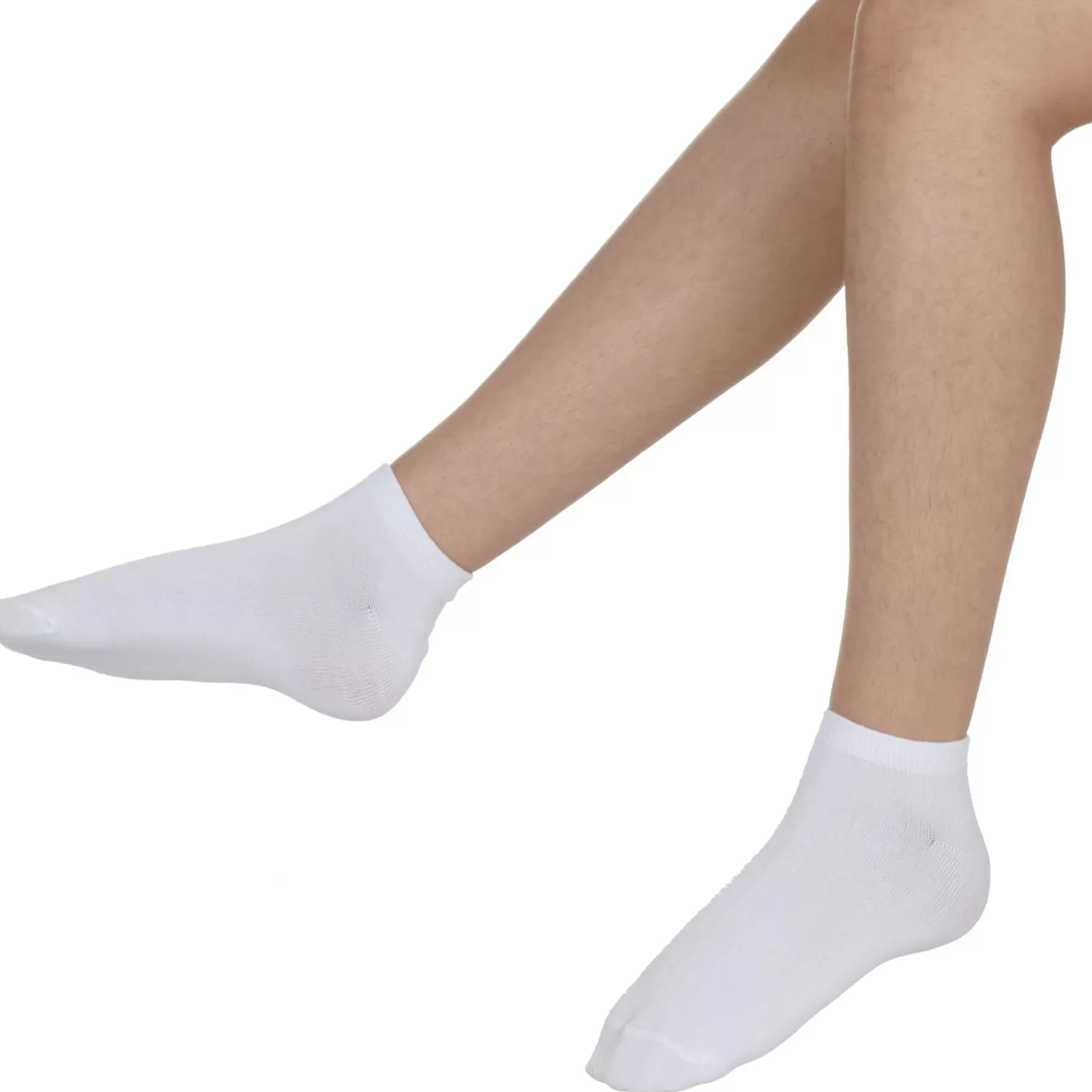 Kids PandaStick 6 Pairs Kids Bamboo Trainer Socks - White