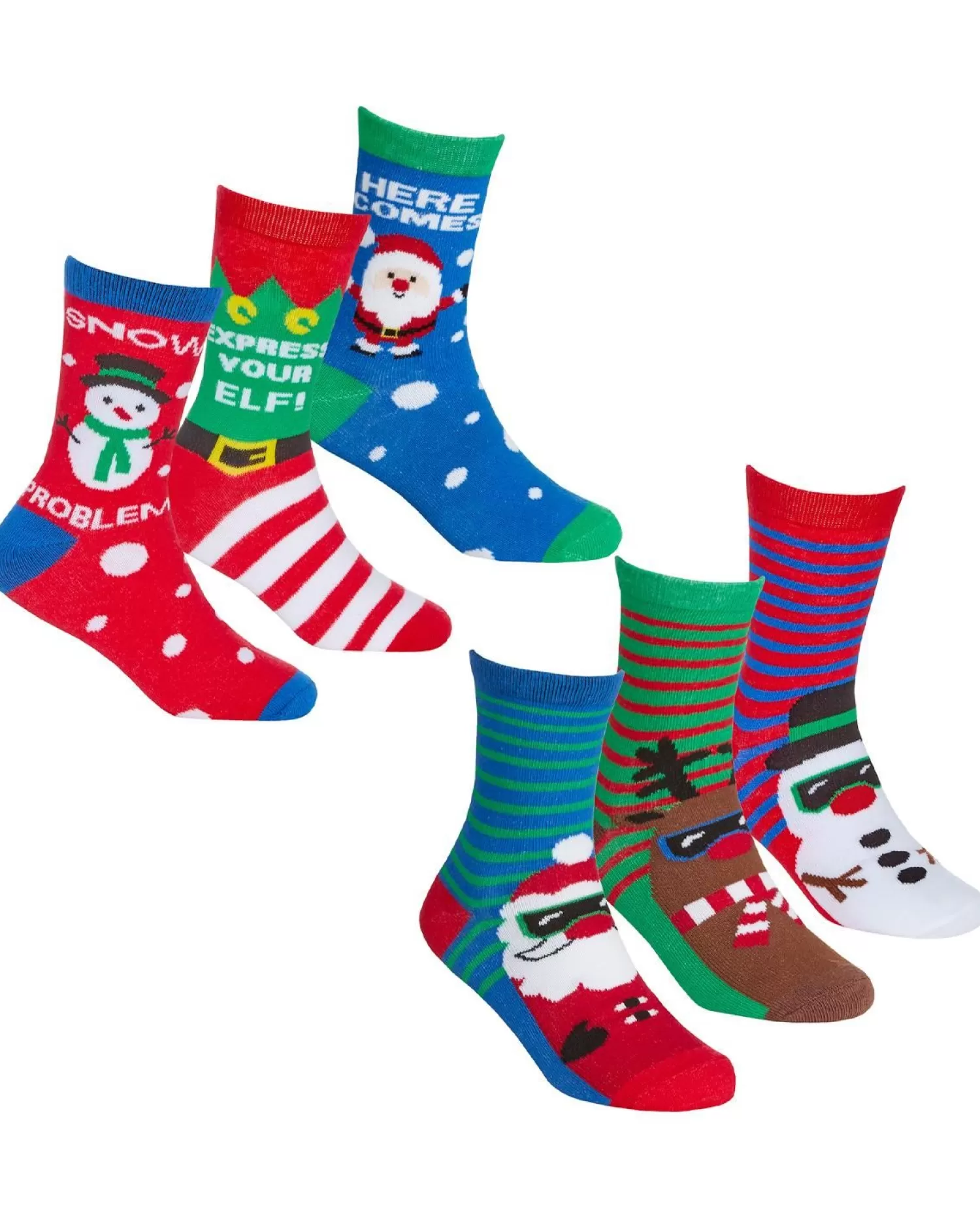 Kids * 6 Pairs Kids Cotton Rich Christmas Socks