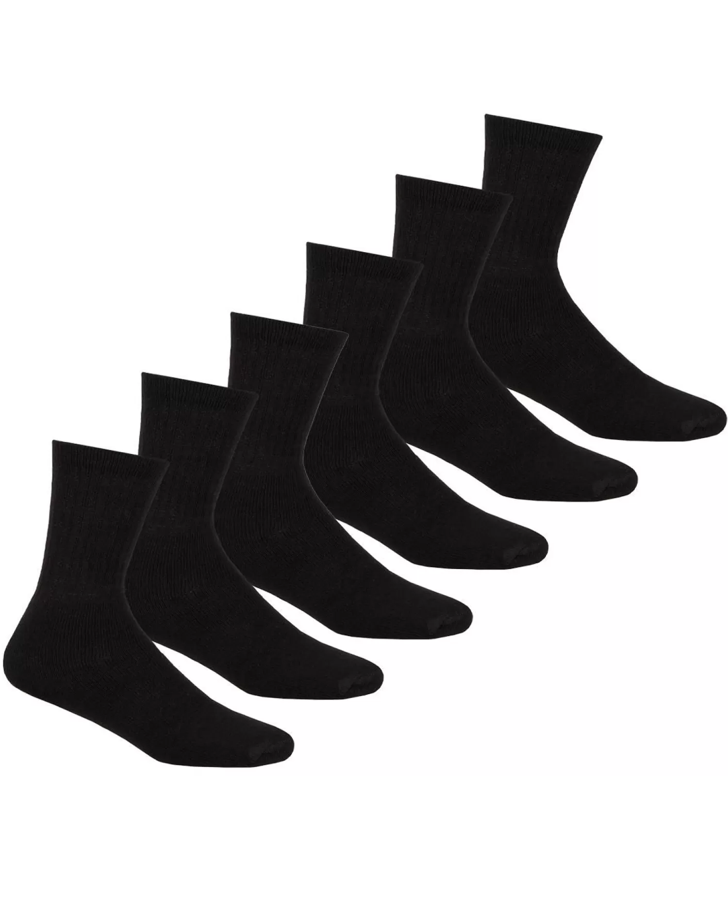 Kids Pro-Tonic 6 Pairs Kids Cotton Rich Crew Sport Socks - Black