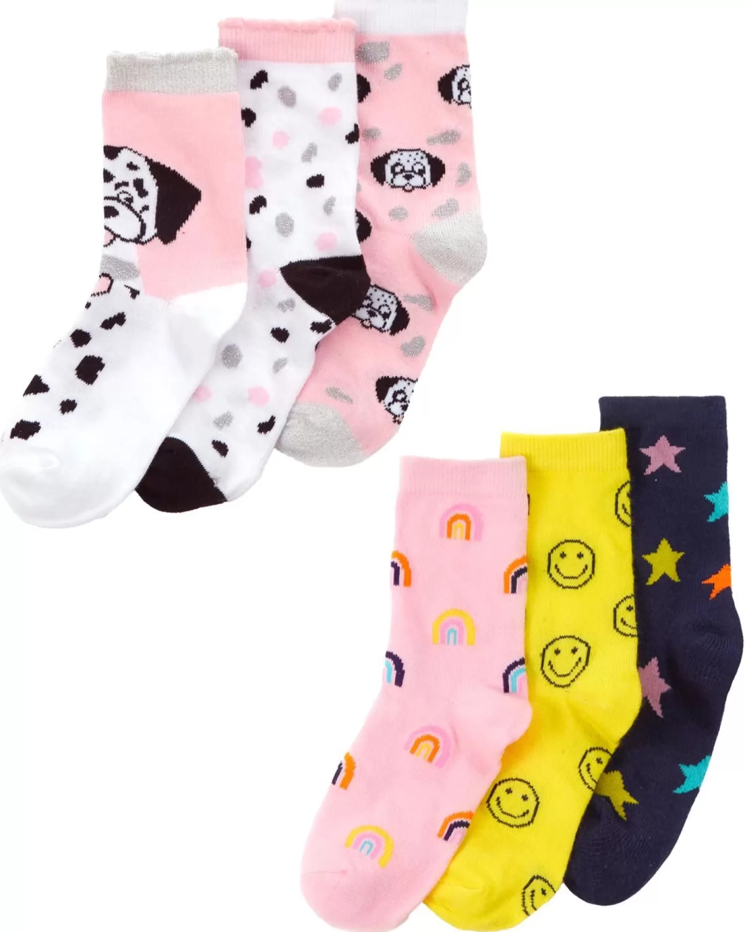 Kids * 6 Pairs Kids Dogs & Rainbows Ankle Socks