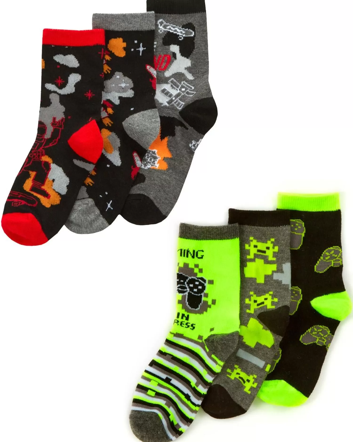 Kids * 6 Pairs Kids Gaming & Space Ankle Socks