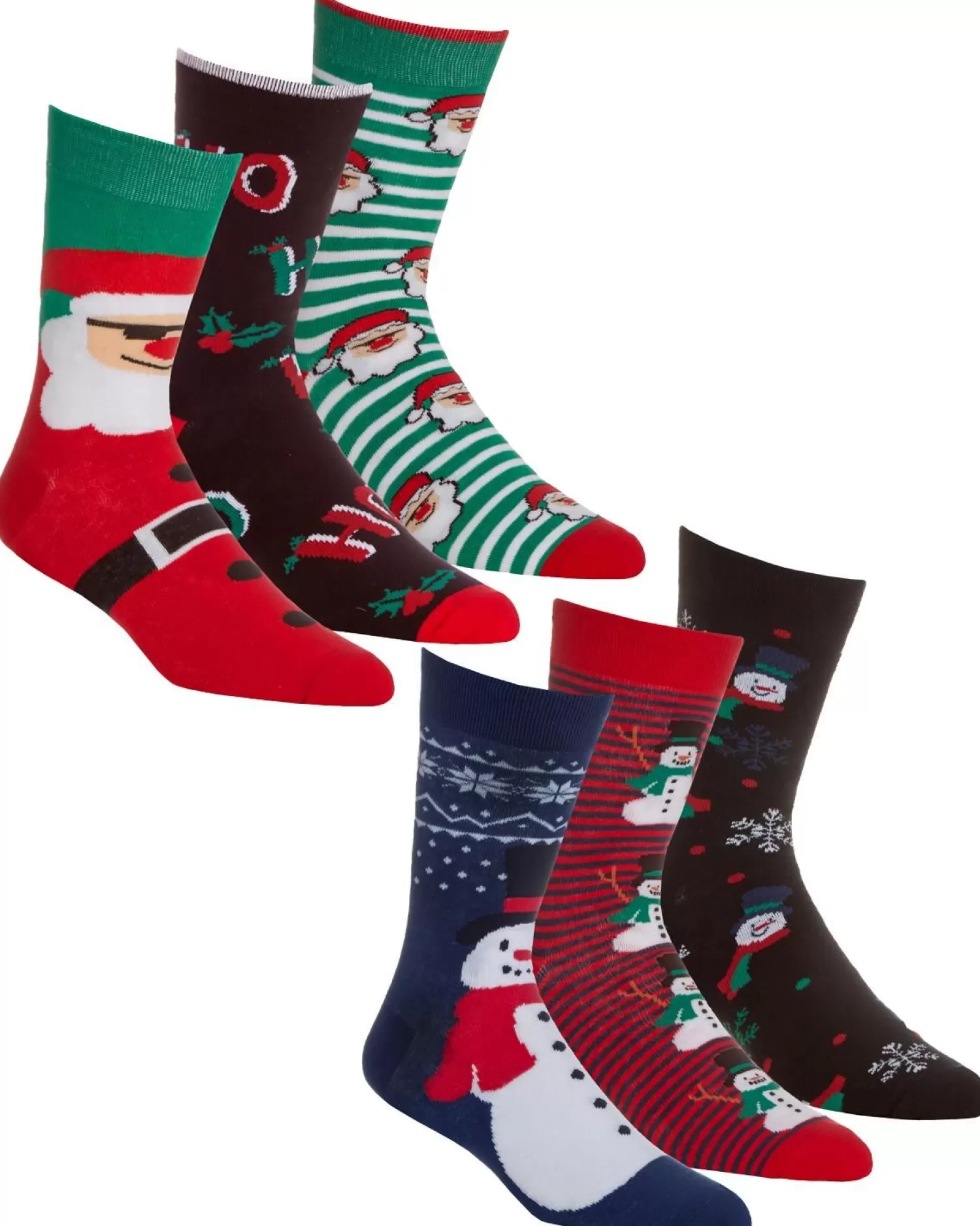 Men * 6 Pairs Mens Cotton Rich Festive Christmas Socks