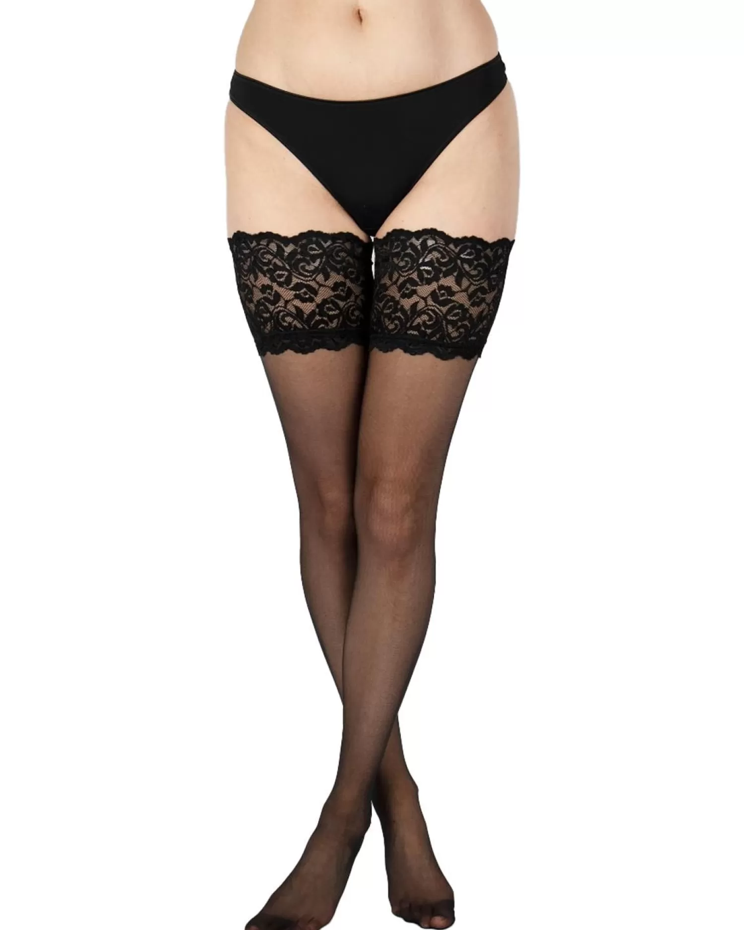 Aristoc Hold Ups & Stockings | 10 Denier Lace Top Hold Ups - Black