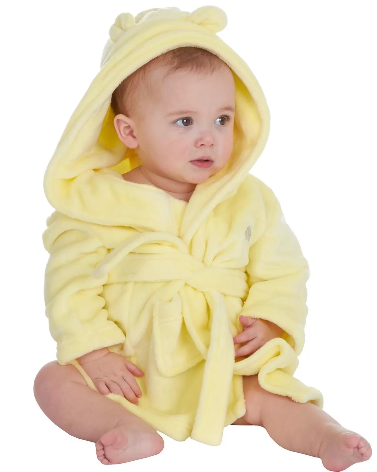 Kids Babytown Baby Elephant Fleece Robe - Lemon