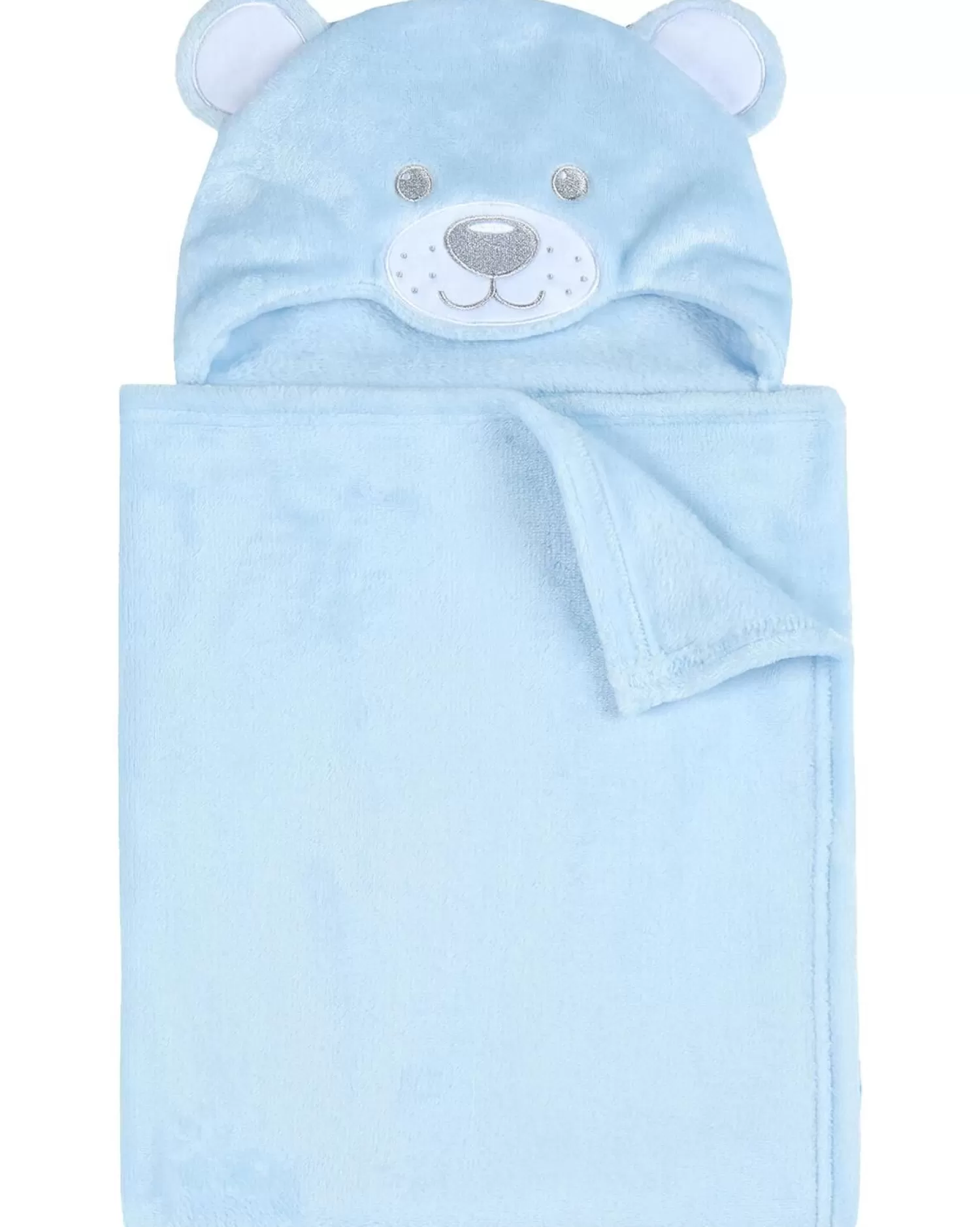 Kids Babytown Blue Teddy Bear Hooded Blanket