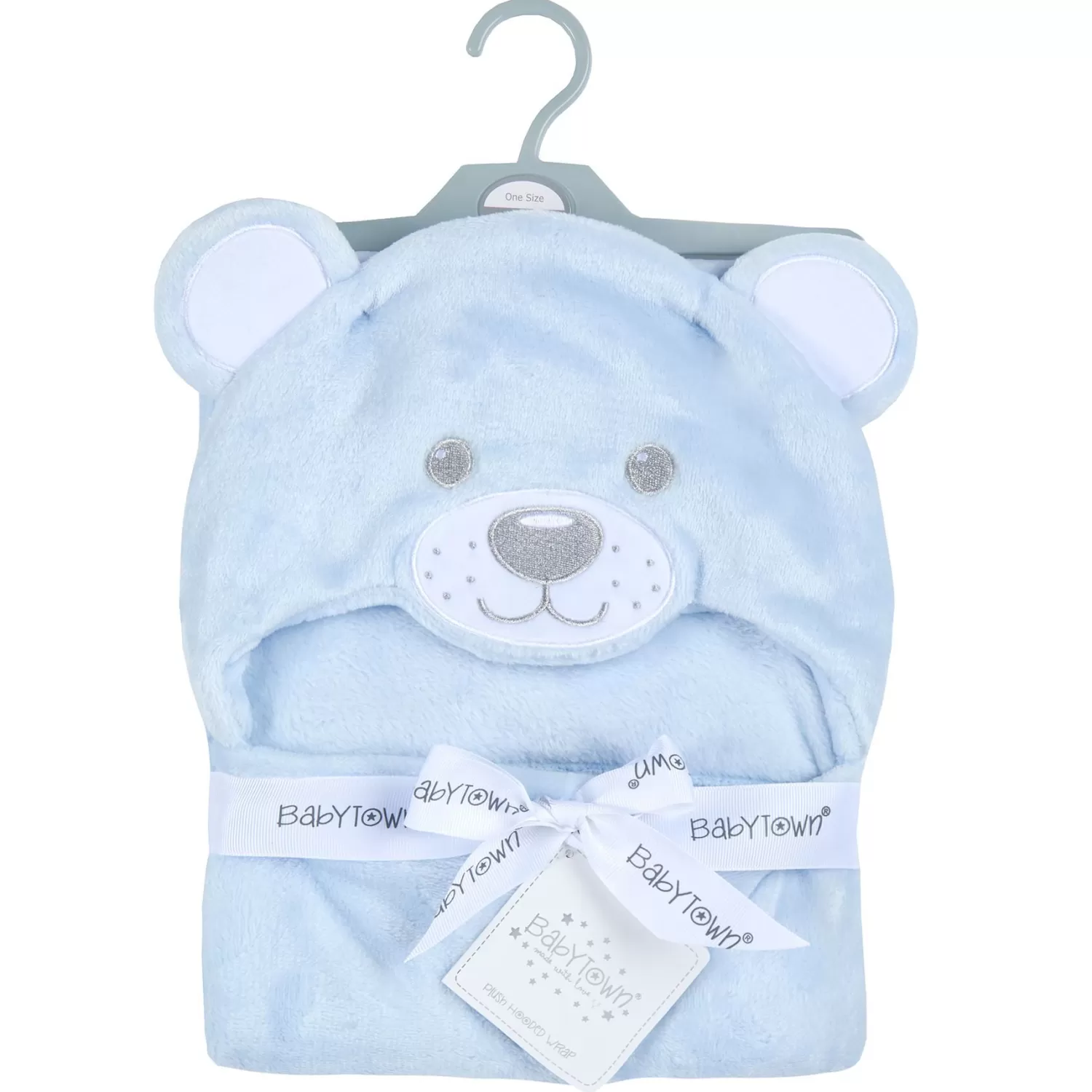 Kids Babytown Blue Teddy Bear Hooded Blanket