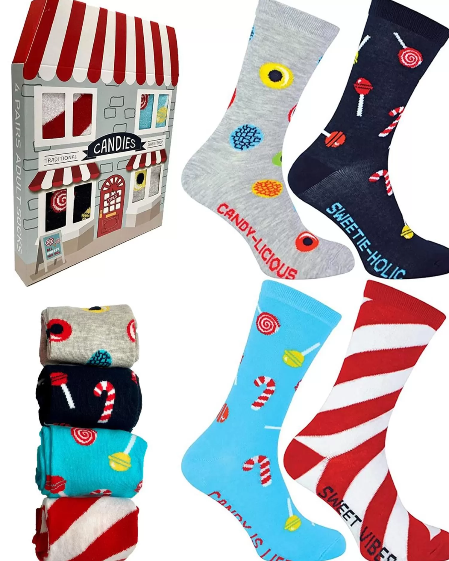 Men BOXT Socks Mens 4 Pack Sweet Shop Gift Set