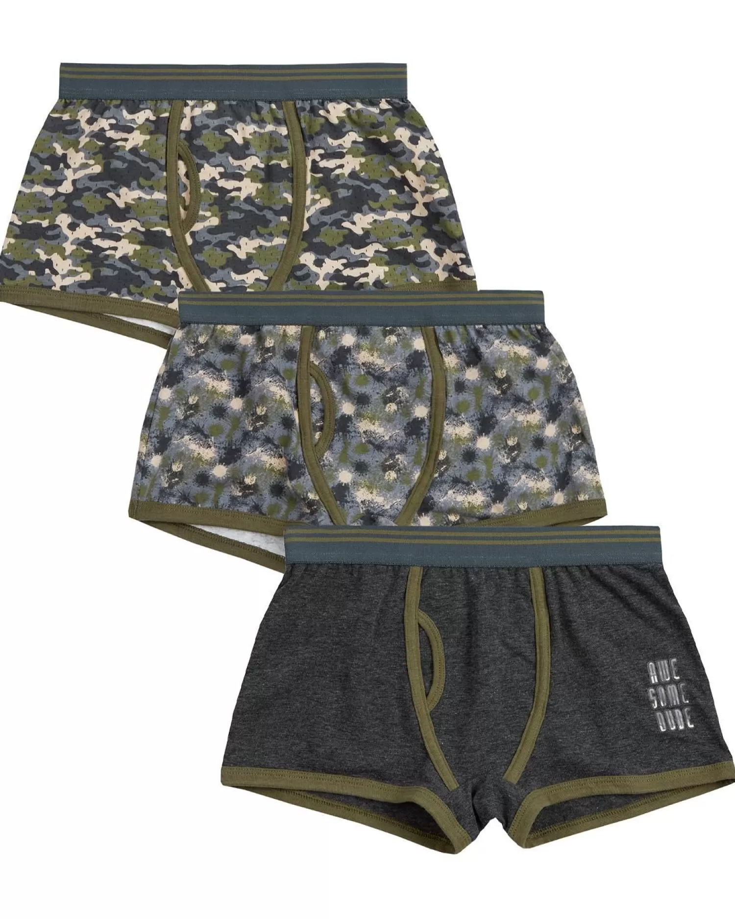 Kids 4Kidz Boys 3 Pack Camo Print Boxers